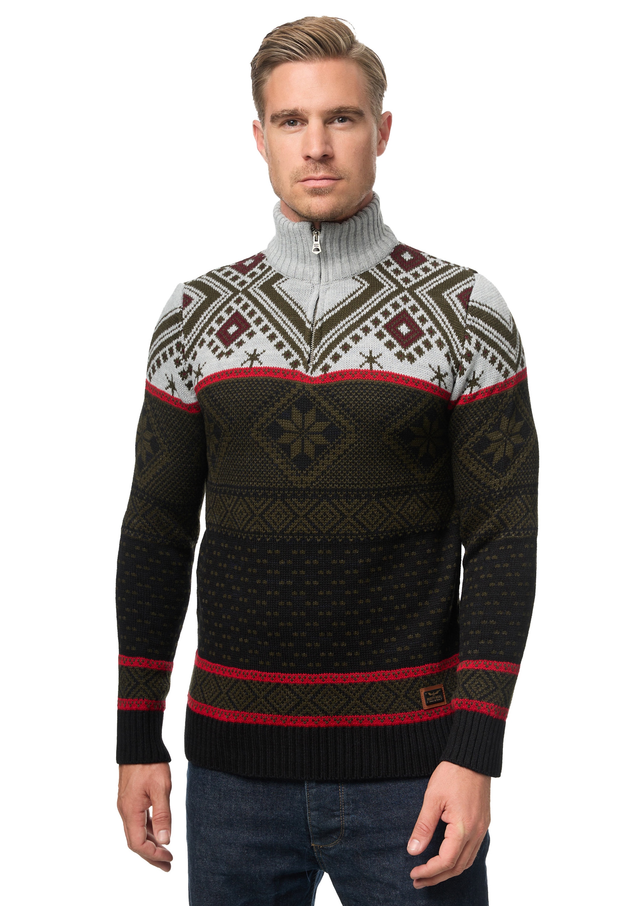 Rusty Neal Strickpullover, mit winterlichem Muster