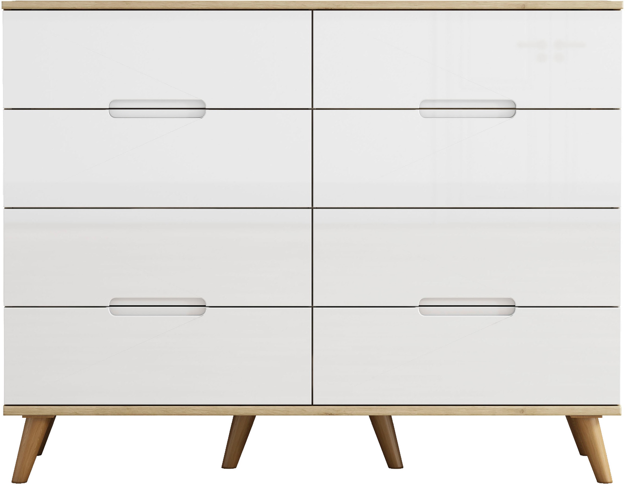 OTTO home Kommode "Lund" mit glänzenden Fronten, Griffmulden, helles Holzde günstig online kaufen