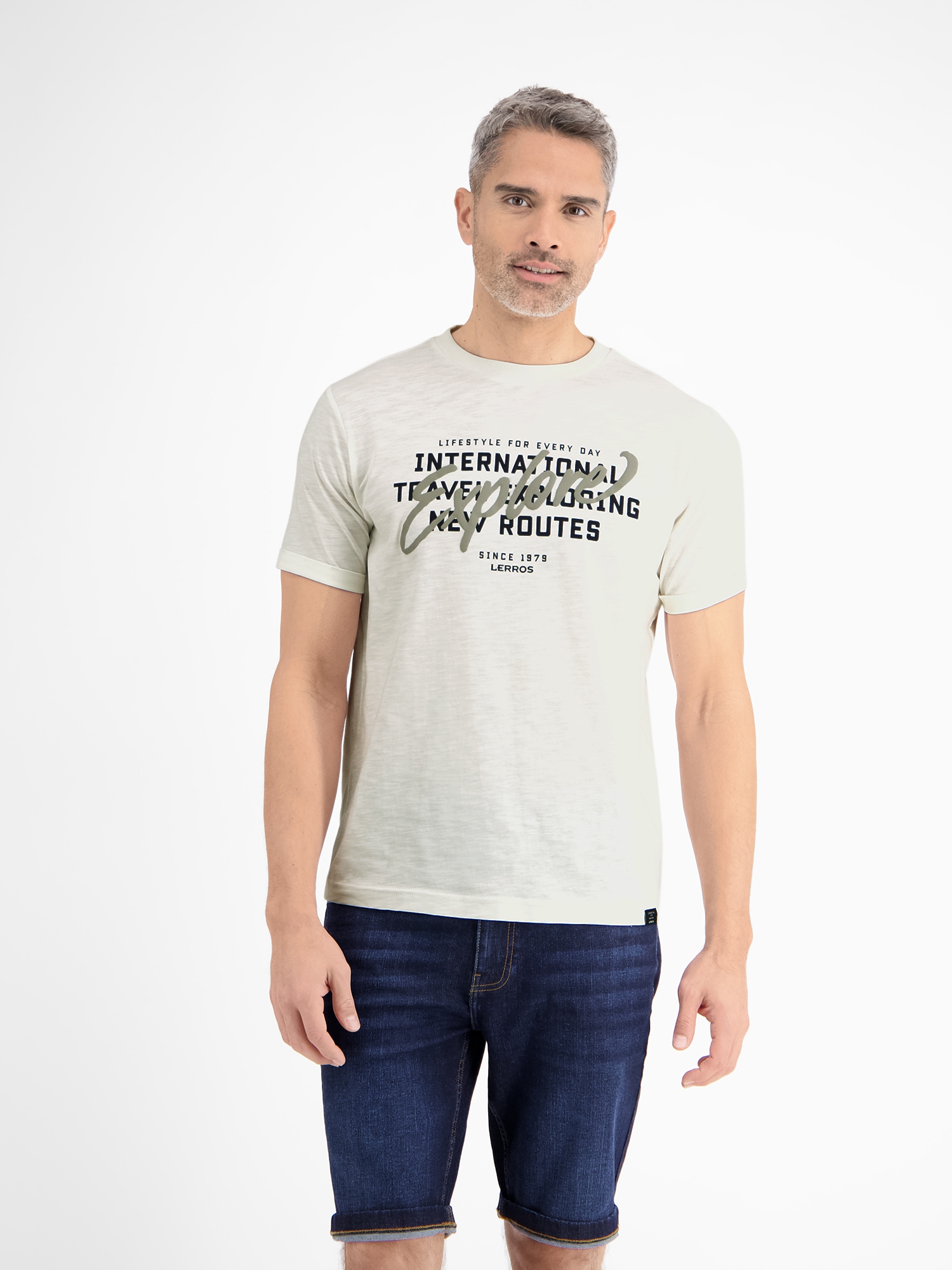 LERROS T-Shirt "Herren Jersey T-Shirt mit Brustprint"