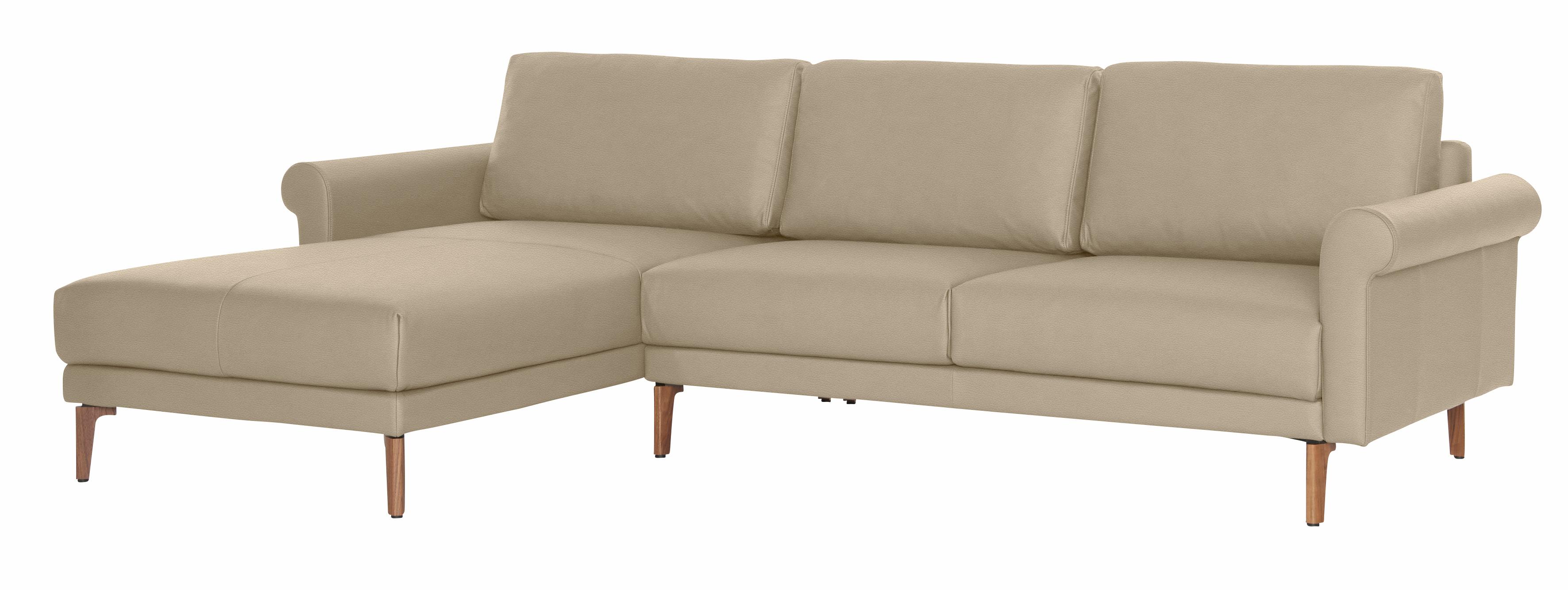 hülsta sofa Ecksofa „hs.450“, Armlehne Schnecke modern Landhaus, Breite 282 cm, Fuß Nussbaum beige 534, 20 Rabatt: 43 %