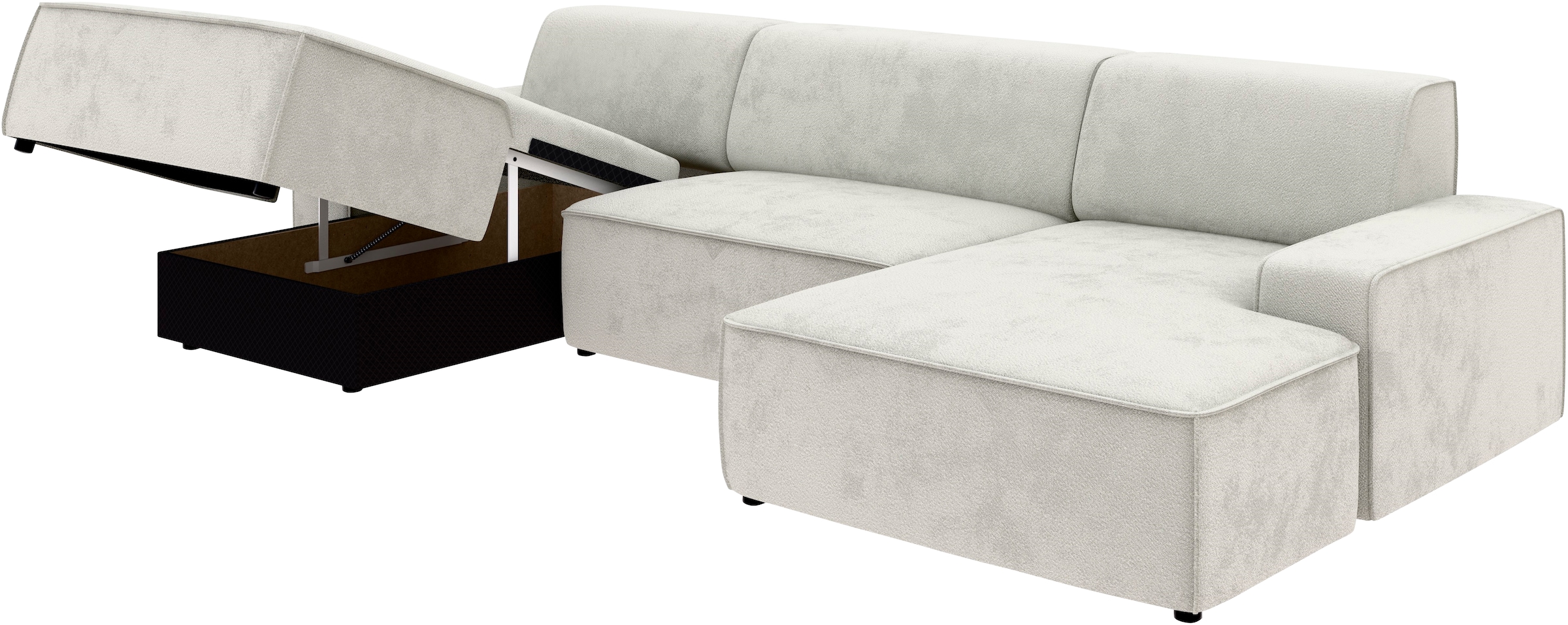 TRENDMANUFAKTUR Wohnlandschaft »Graz, wahlweise mit Sitzvorschub und Bettkasten, U-Form, Breite 329 cm«, in Cord-, haustierfreundlichem LEO Struktur- oder LUMOS-3D-Bezug