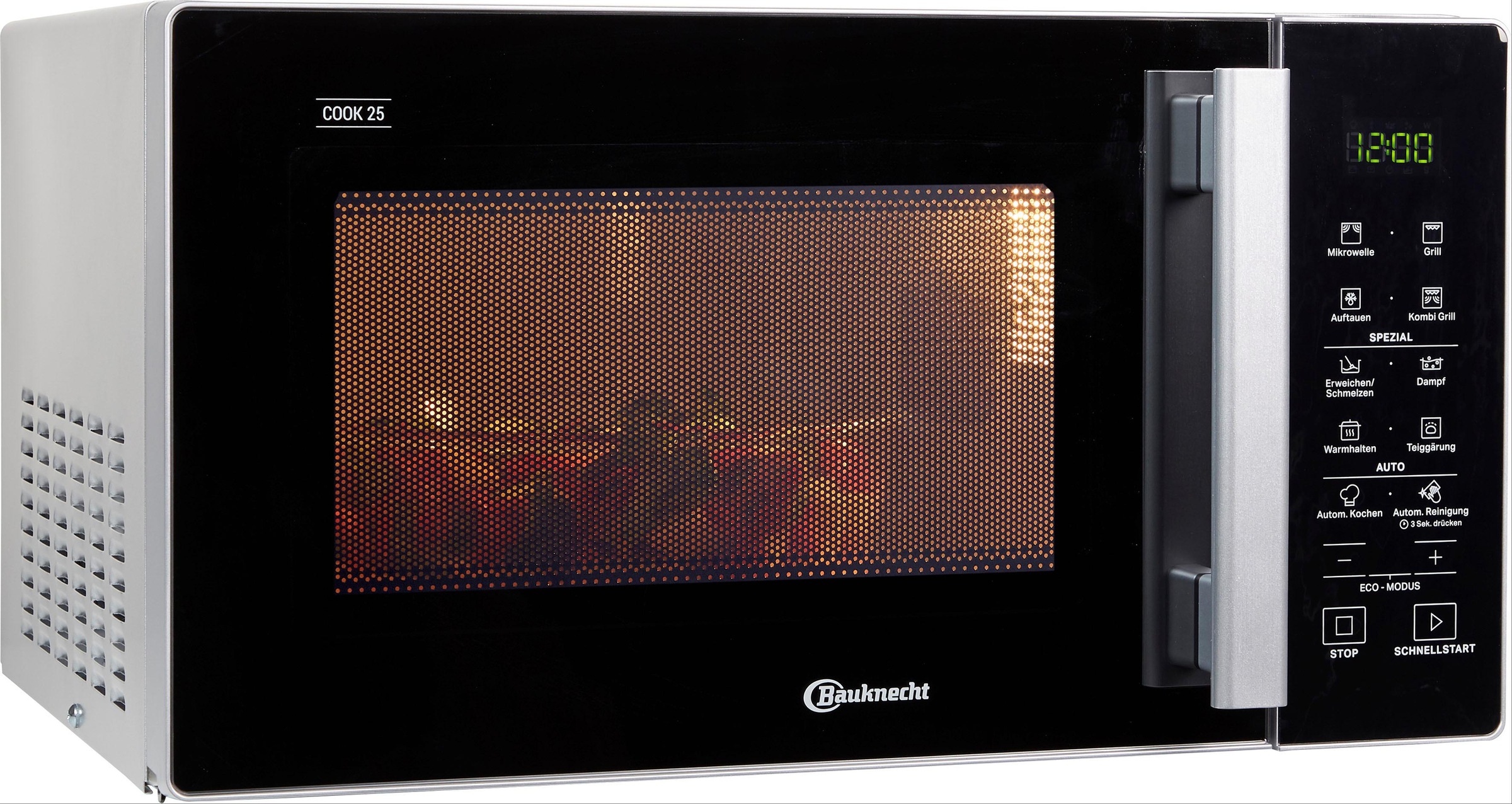 BAUKNECHT Mikrowelle "MW 254 SM" Grill 900 W Mit Dampfgarfunktion, Grill und Automatikprogrammen