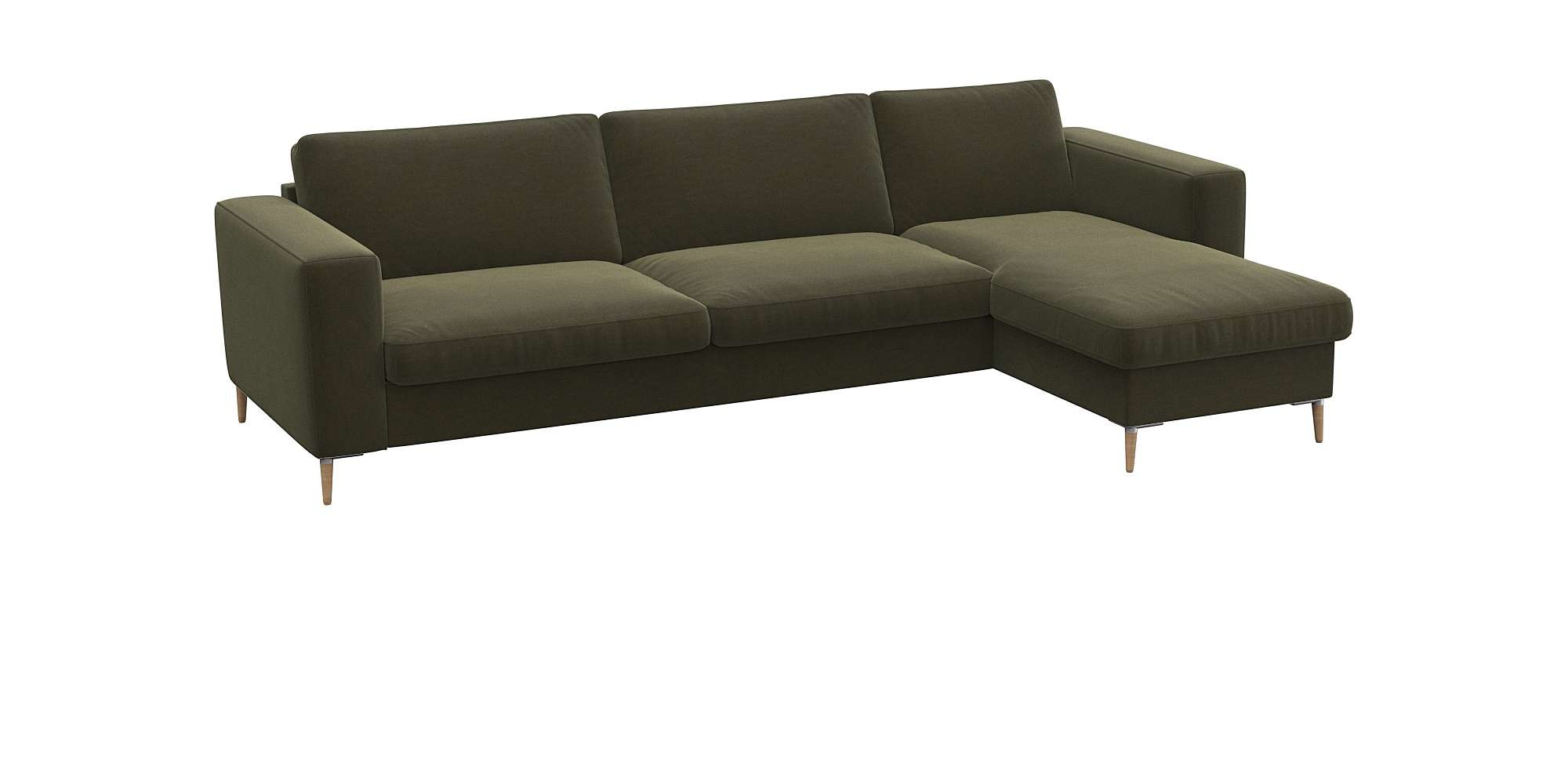 FLEXLUX Ecksofa »Fiore, super Sitzkomfort durch Kaltschaum im Sitz, L-Form«, breite Armlehnen, Kaltschaum, Füße Alu+ Eiche