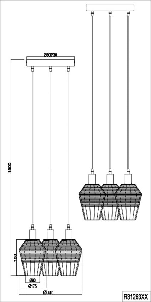 TRIO Leuchten Pendelleuchte »Borka«, 3 flammig, Leuchtmittel E27 | ohne Leuchtmittel, Boho Hängelampe aus Rattan 3-flammig exkl E27 max 40W höhenverstellbar