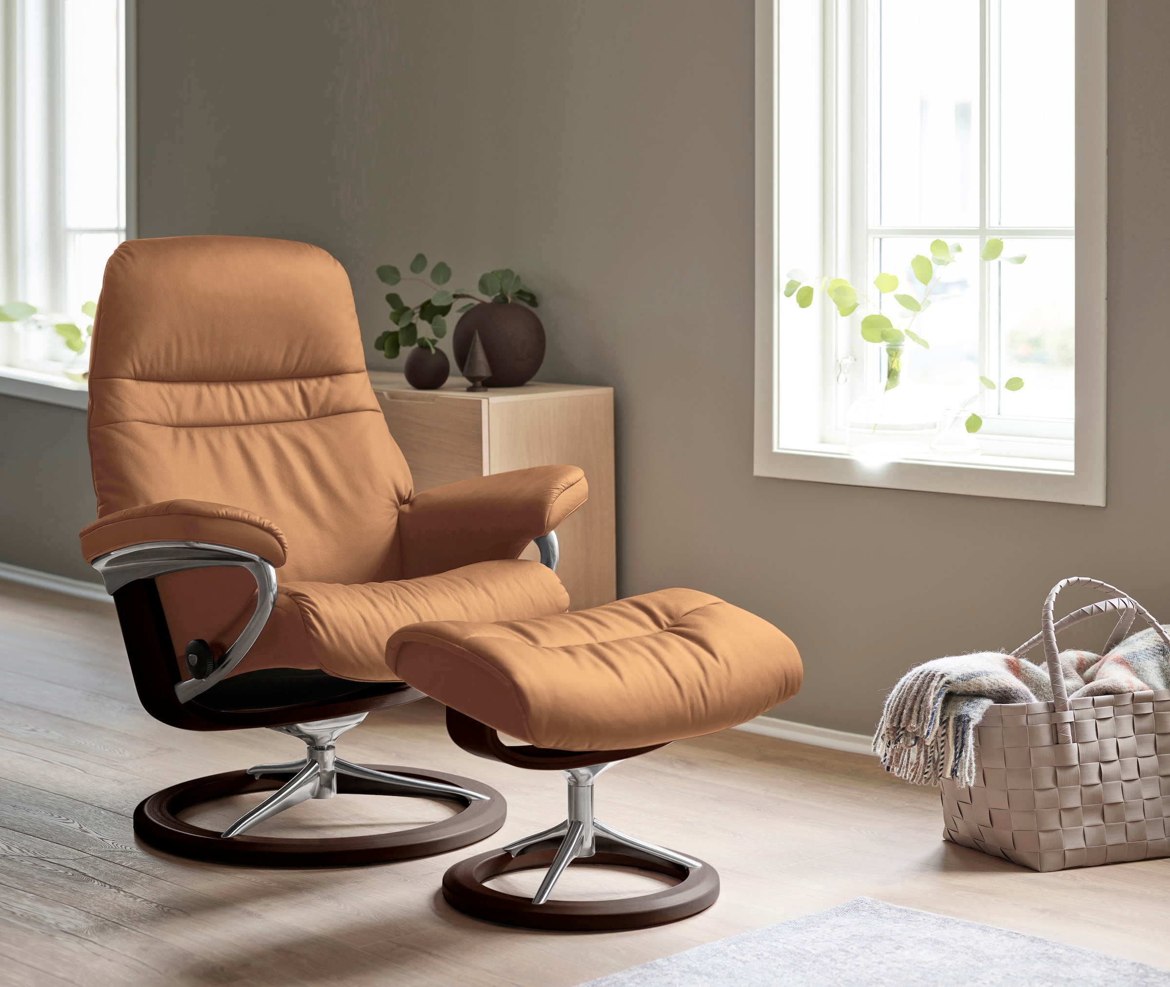 Stressless Fußhocker "Sunrise", mit Signature Base, Gestell Braun