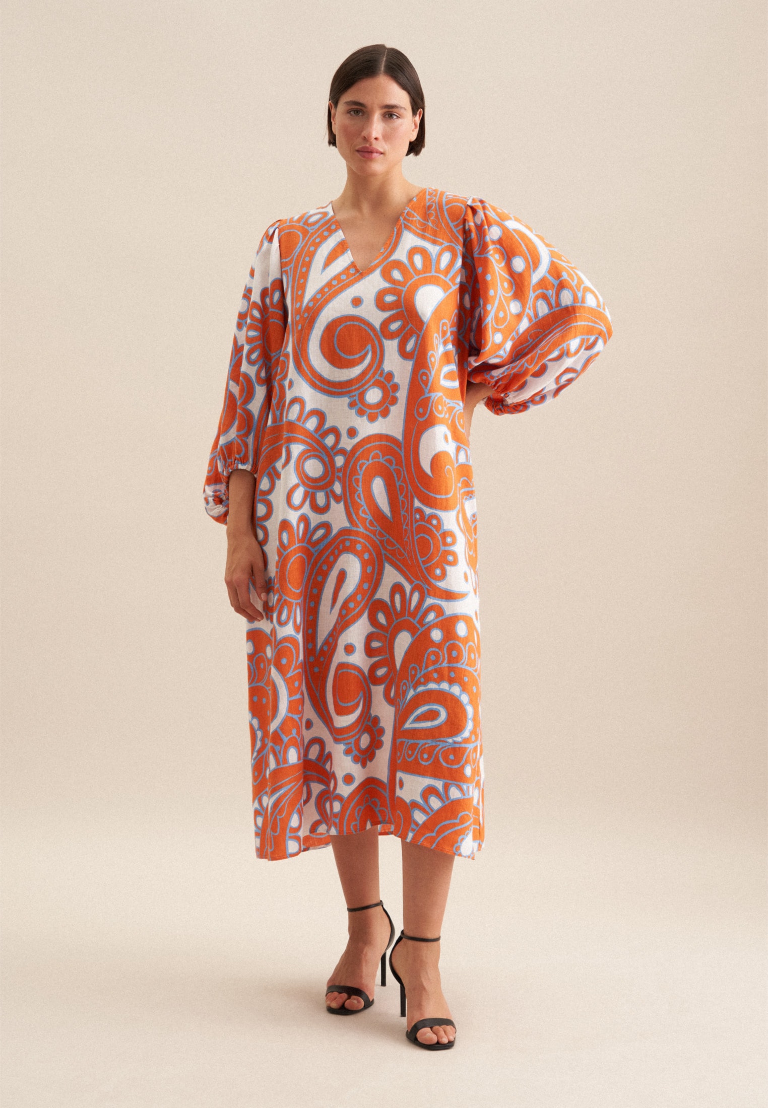 seidensticker Sommerkleid »Schwarze Rose«, 3/4-Arm V-Neck Paisley