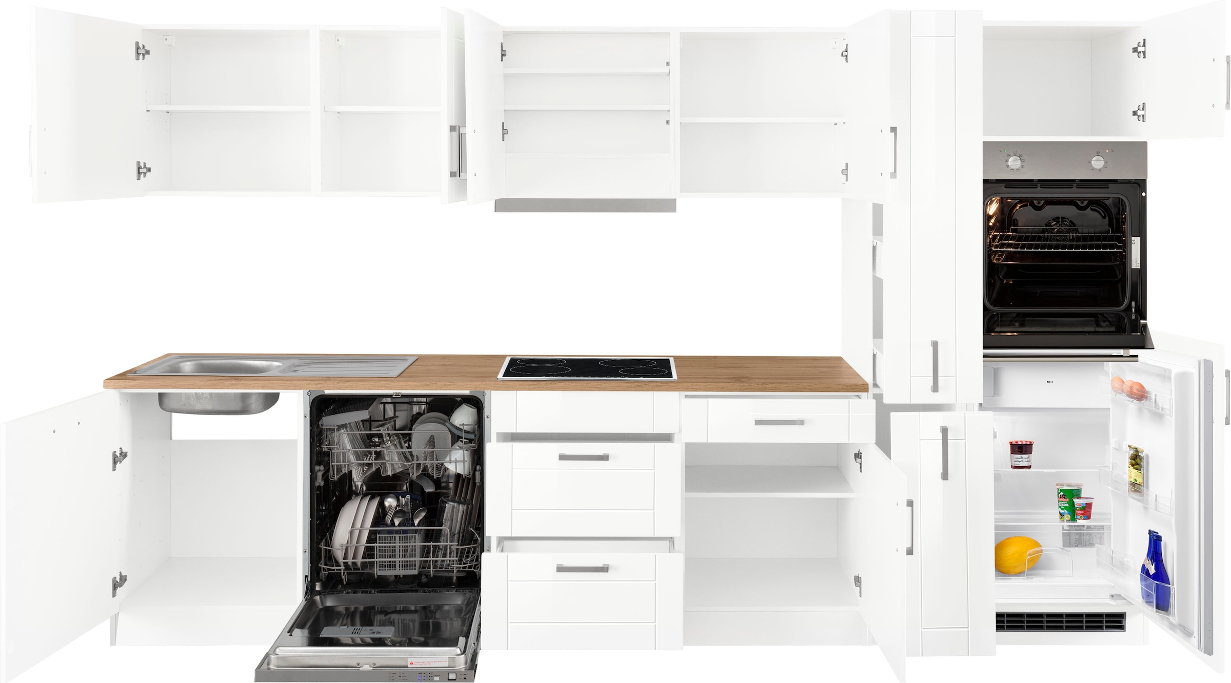 KOCHSTATION Küchenzeile »KS-Tinnum« mit E-Geräten, Breite 330 cm