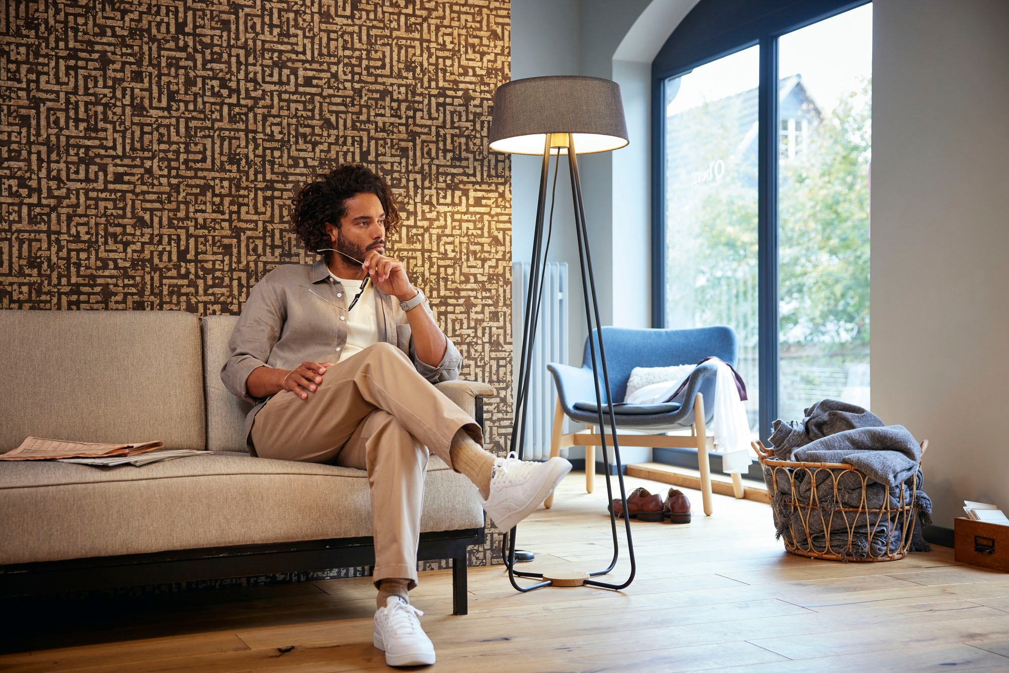 living walls Vliestapete »My Home My Spa« geometrisch | glänzend | grafisch strukturiert Design Tapete Geometrisch Tapeten Wohnzimmer Schlafzimmer Küche Design