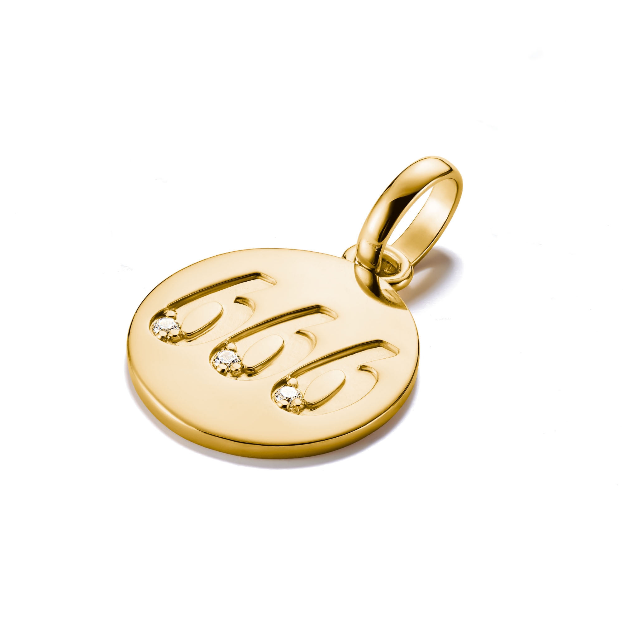 THOMAS SABO Charm-Einhänger »Charm Angel Number 666 vergoldet - Connect, CC1253-414-14«, mit Zirkonia (synth.)