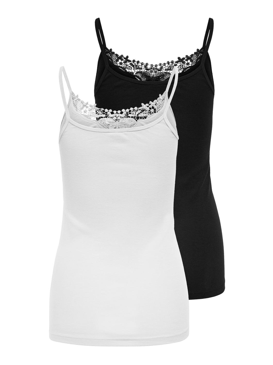 Thumbnail - ONLY Longtop "ONLLULU LACE SINGLET 2PACK CS JRS" Packung, 2