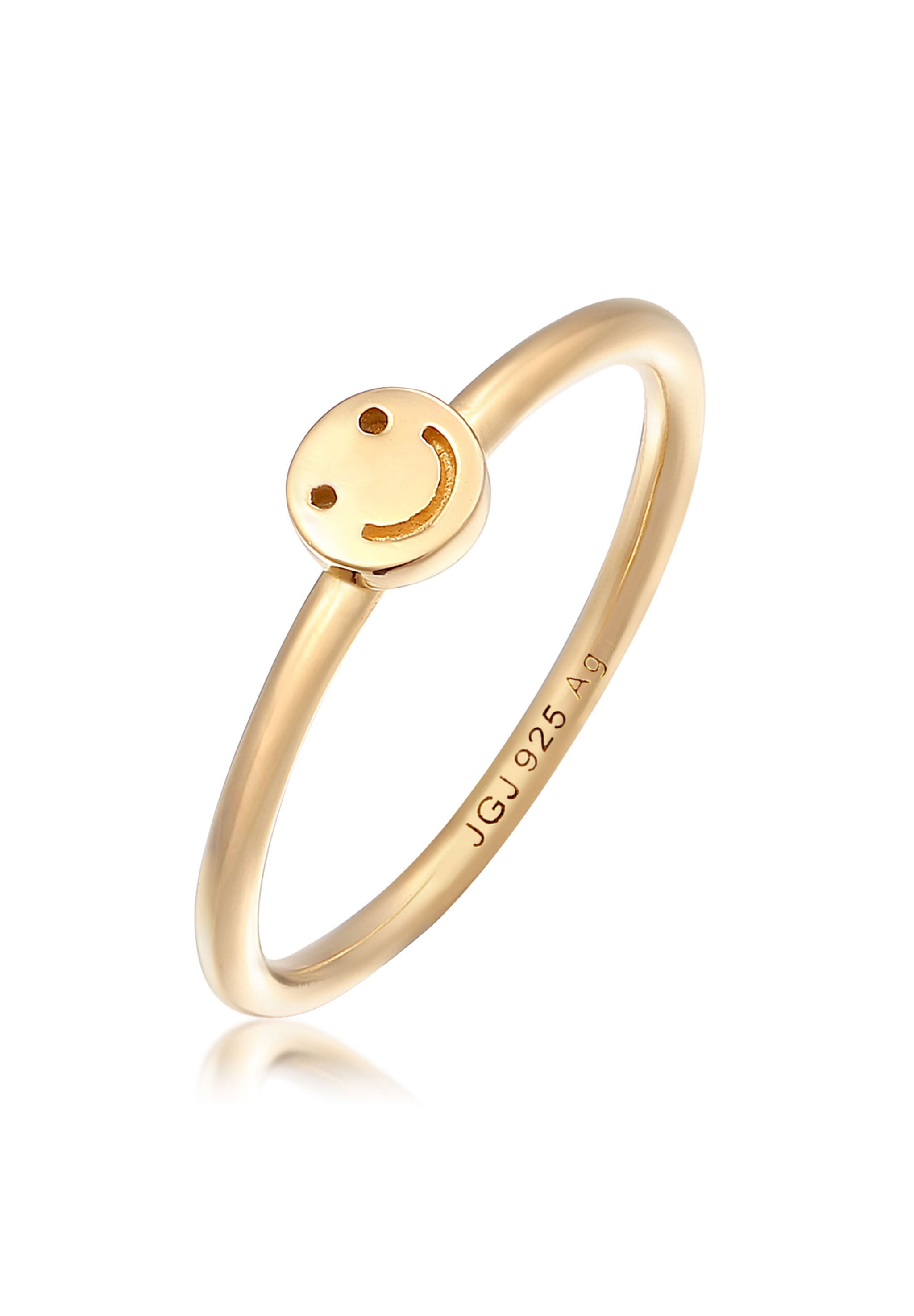 ELLI Smiling Pinky Ring 925 Silver Gold Size 50