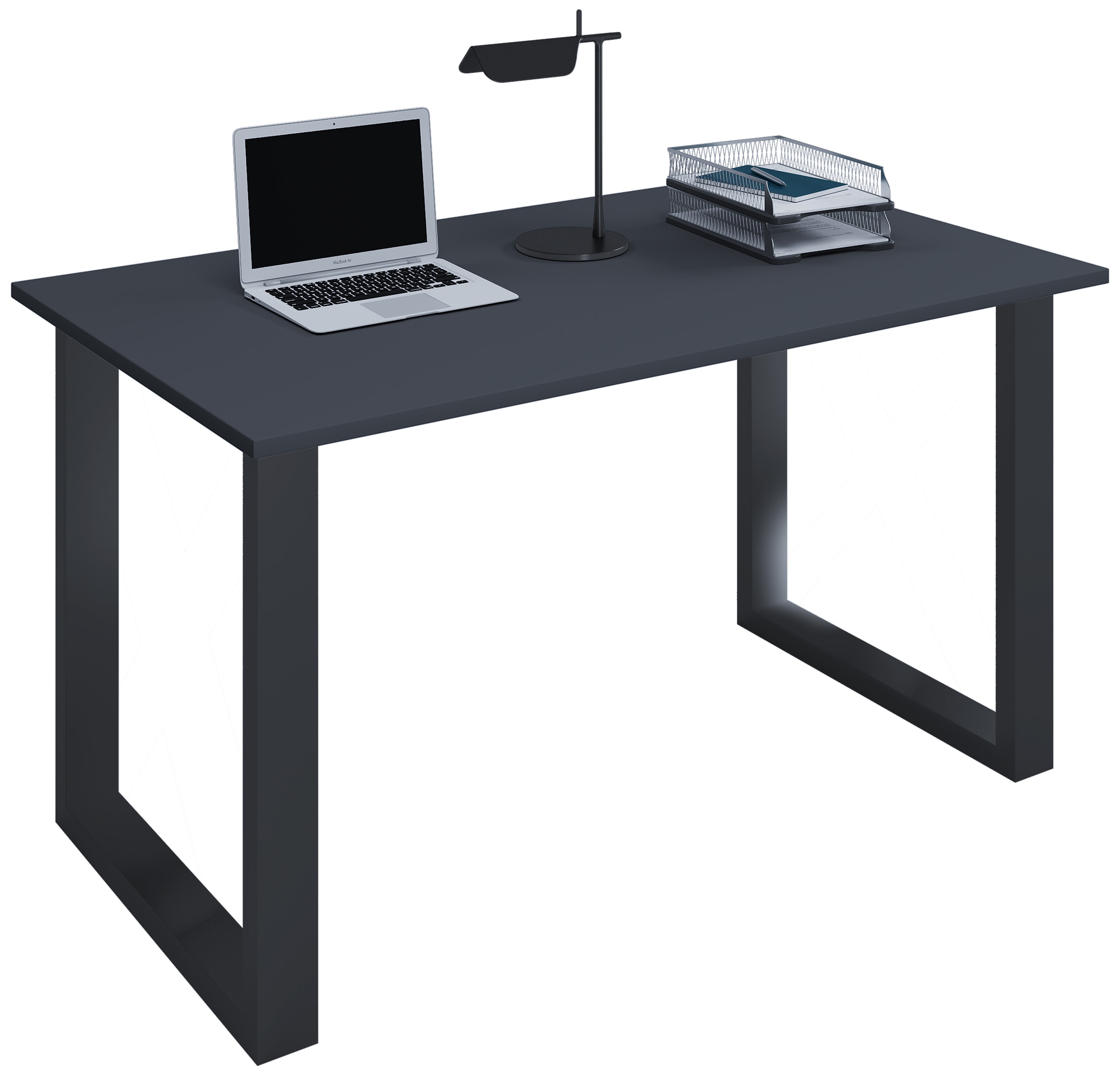 Schreibtisch VCM, B:140cm T:80cm, schwarz, Büro, Tische, "Schreibtisch Bürotisch Computertisch 140x80 Lona U"