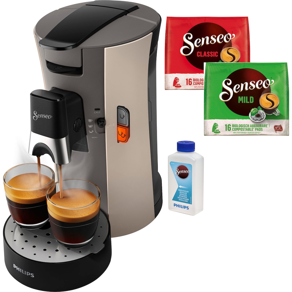 Philips Senseo Kaffeepadmaschine »Select CSA240/30, aus 21% recyceltem Plastik, +3 Kaffeespezialitäten«