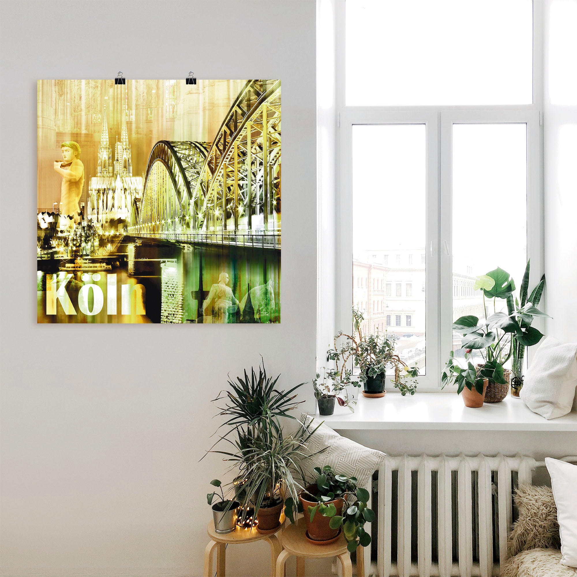 Artland Poster »Köln Skyline Abstrakte Collage II«, Gebäude, (1 St.), als Leinwandbild, Wandaufkleber oder Poster in versch. Größen