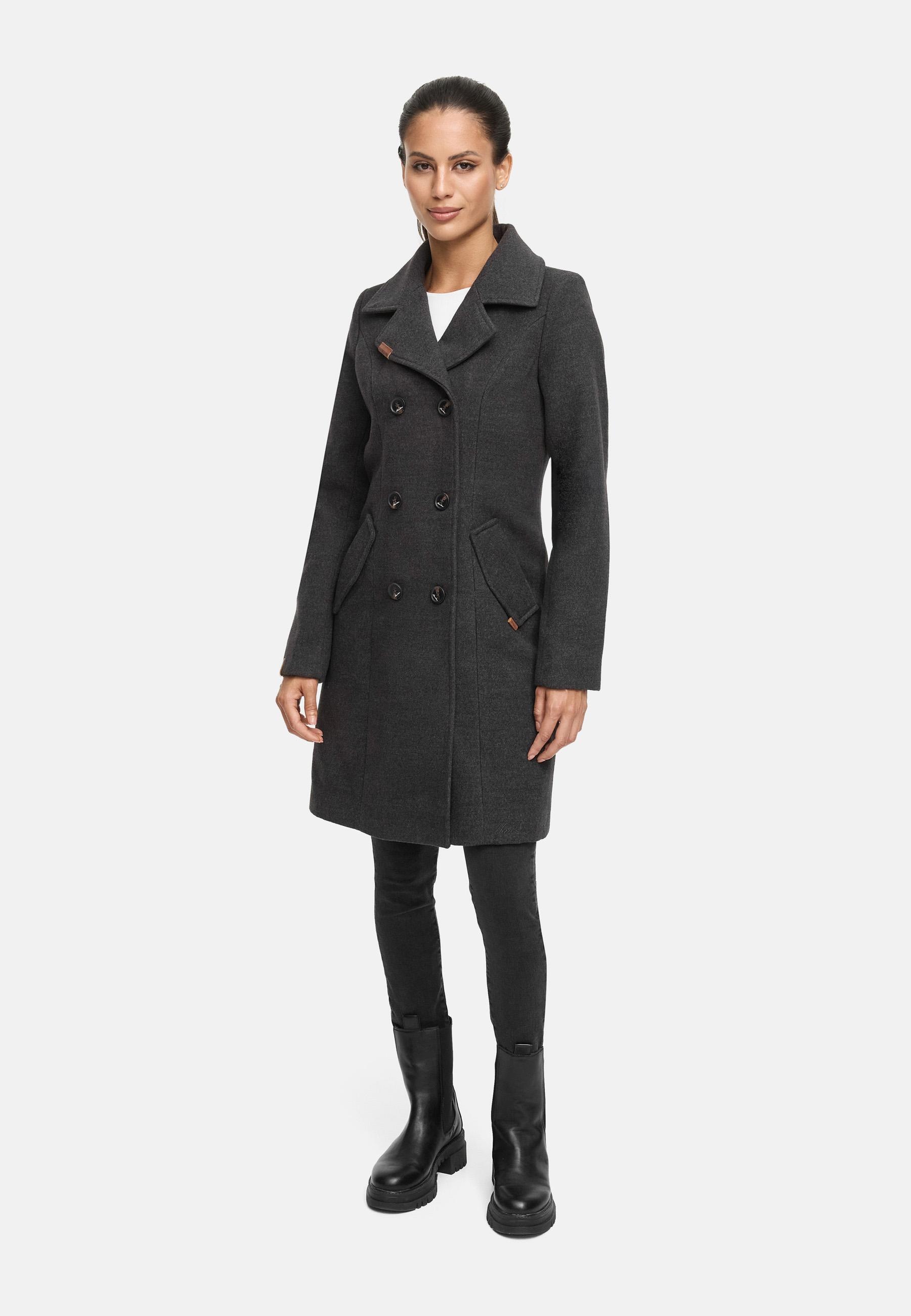 Marikoo Wollmantel »Nanakoo«, edler Damen Trenchcoat in Woll-Optik