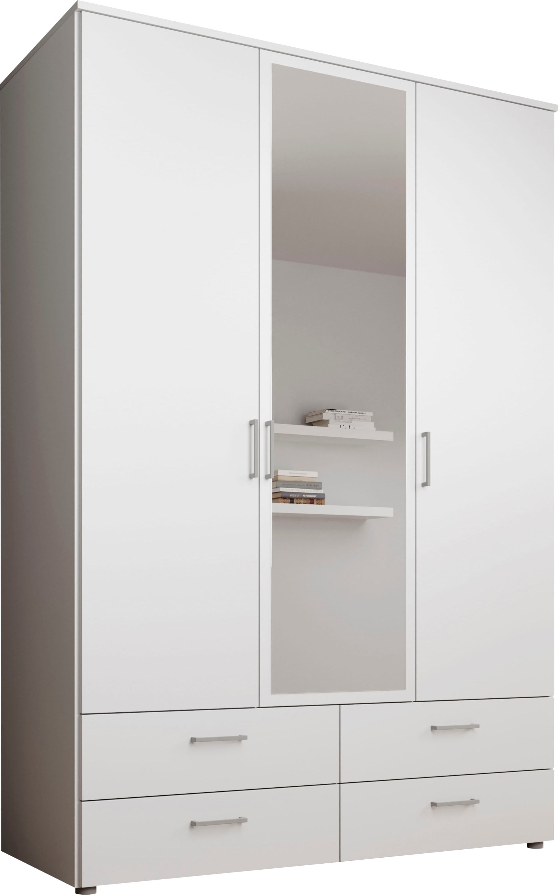 Schlafkontor Drehtürenschrank »Spazio«, weiß, Schlafzimmerschrank mit Spiegel