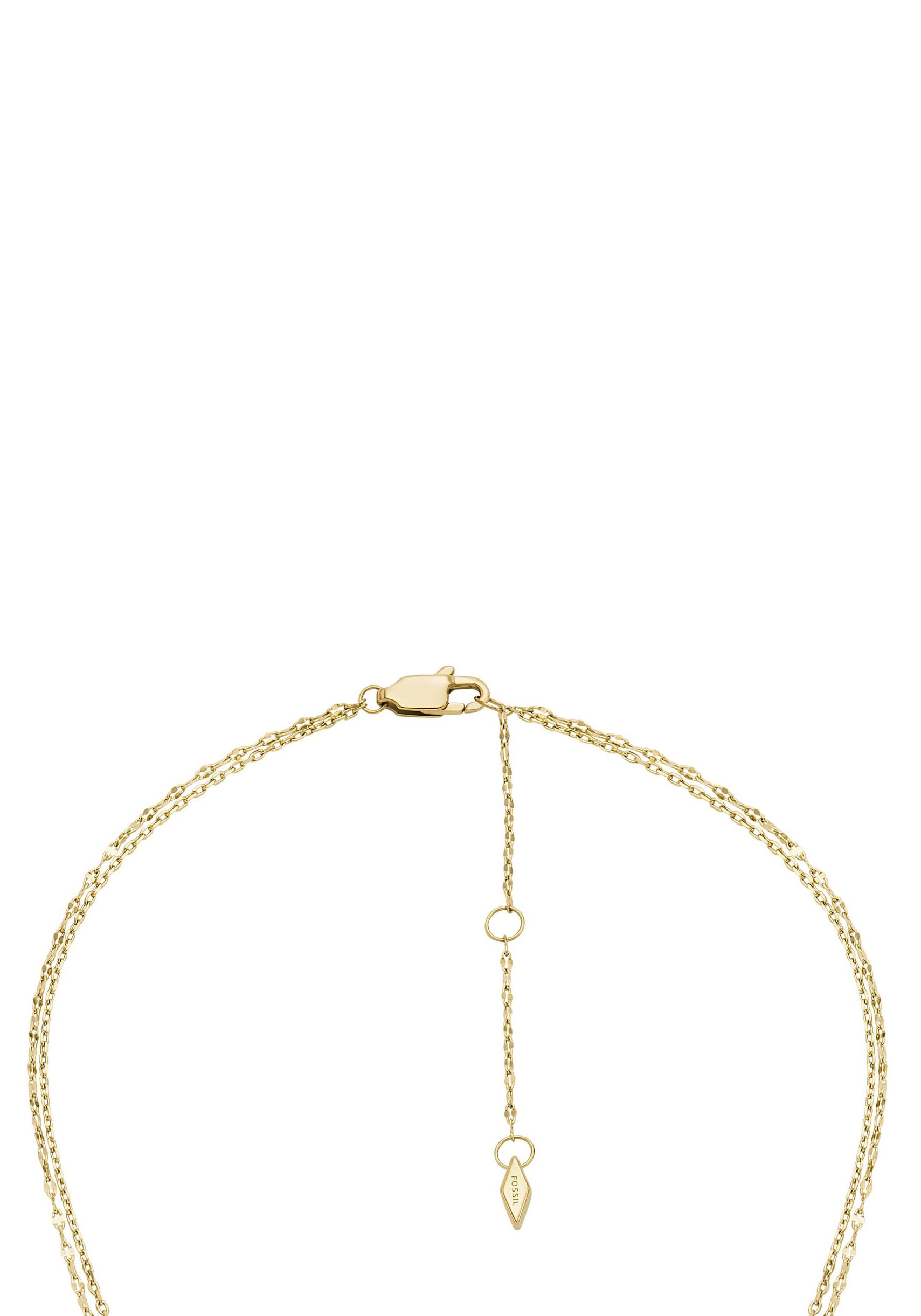 Kette mit Anhänger FOSSIL "Schmuck Geschenk Edelstahl Halskette SADIE Kreis Herz", gelb (edelstahlfarben, gelbgoldfarben, kristallweiß), Halsketten, Damen, Edelstahl, L: 41, mit Zirkonia (synth.) 4