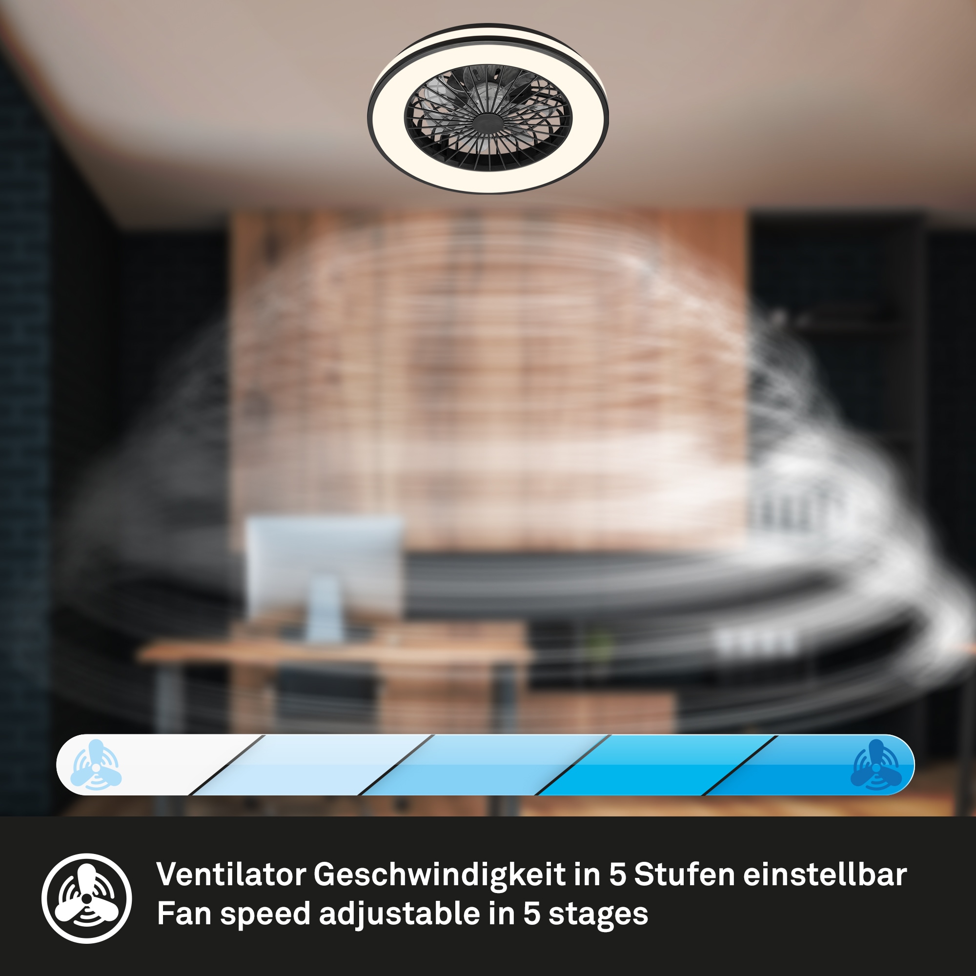 OTTO home Deckenleuchte »CCT Deckenleuchte mit Ventilator Vivienna« LED-Modul Deckenventilator mit Licht, 48,5x14,5 cm, 49Watt, Schlafzimmer