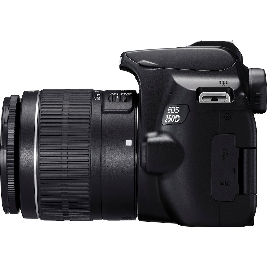 Canon Spiegelreflexkamera »250D + EF-S 18-55mm f/3.5-5.6 III + SB130 Kit«, EF-S 18-55mm f/3.5-5.6 III, 24,1 MP, Bluetooth-WLAN