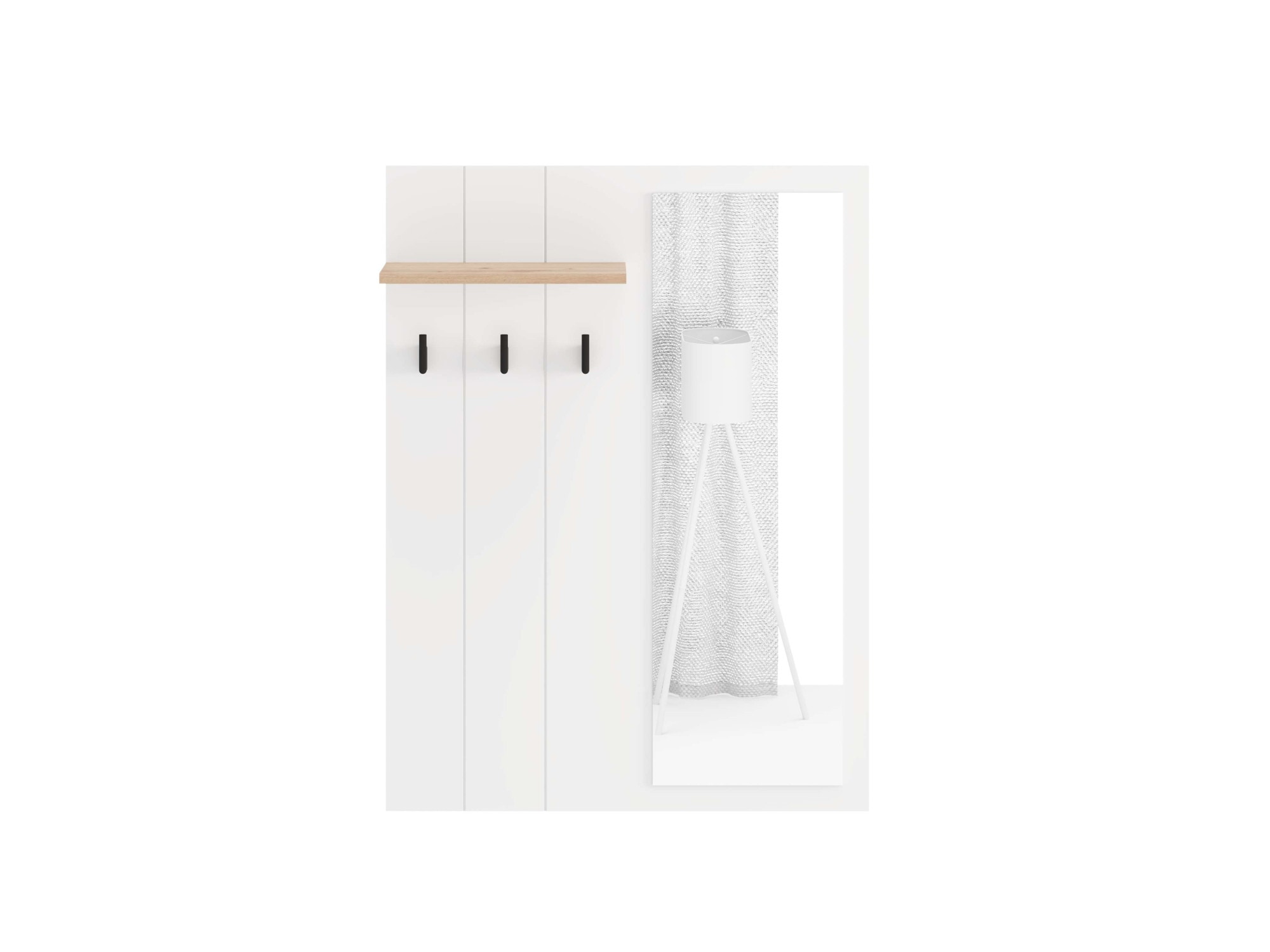 Home affaire Garderobenpaneel »Bedford, Wandregal Wandpaneel, Wandgarderobe praktisch & stillvoll« mit 3 Kleiderhaken, Spiegel und Ablage für Accessoires, Breite 76,5 cm