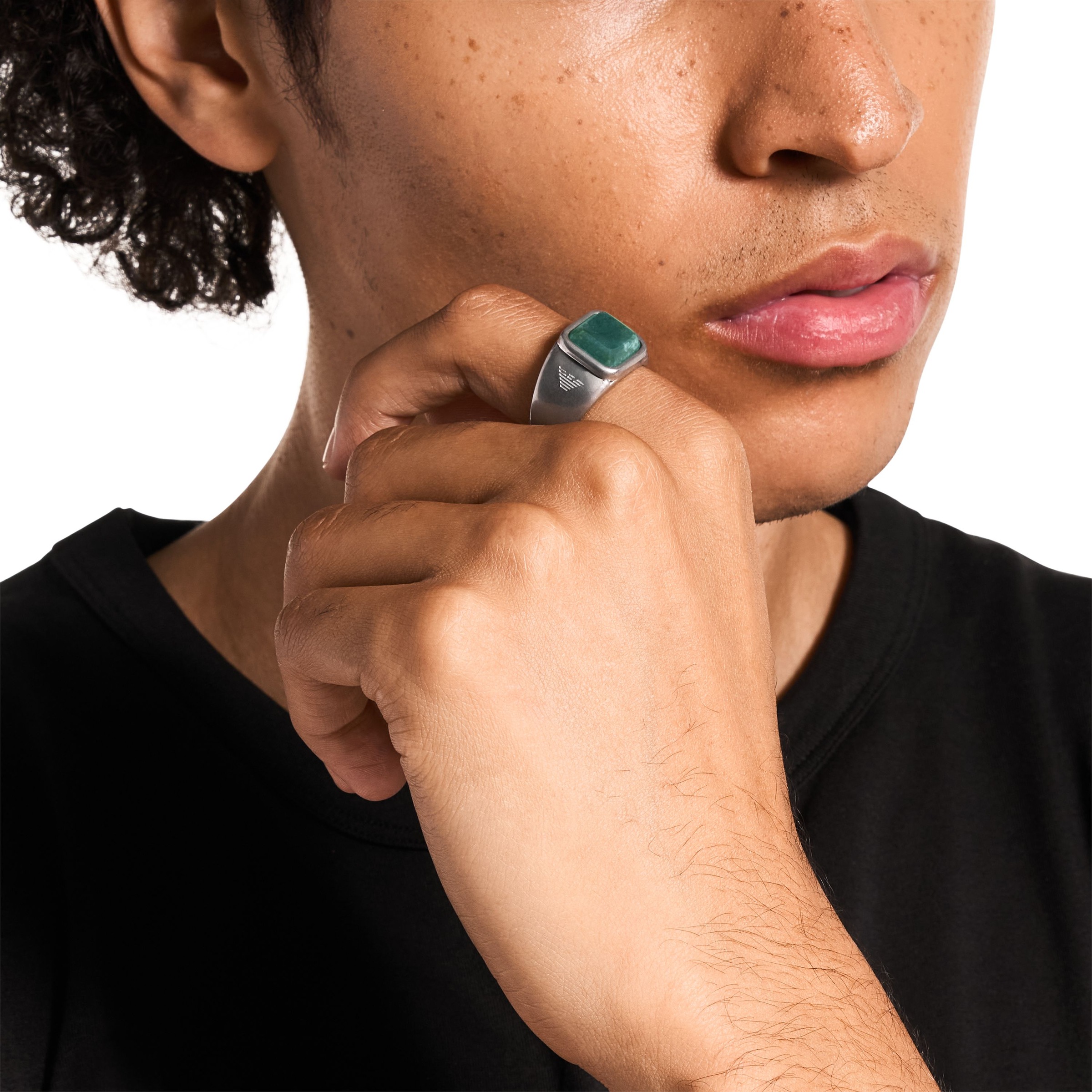Emporio Armani Fingerring »Schmuck Geschenk Edelstahl« mit Achat oder Sodalith