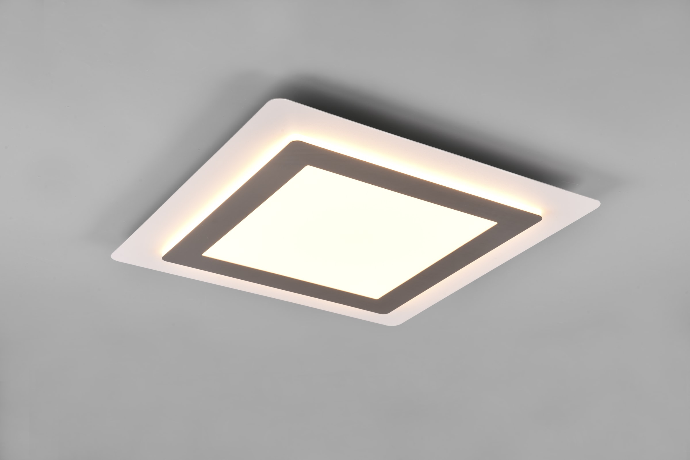 TRIO Leuchten LED Deckenleuchte »MORGAN, quadratische Deckenlampe 45x45cm, dimmbar, CCT, Memoryfunktion«, 1 flammig, Leuchtmittel LED-Board | LED fest integriert, Nachtlicht, Timer, 46W 6000 Lumen, 2700-6500 Kelvin, mit Fernbedienung