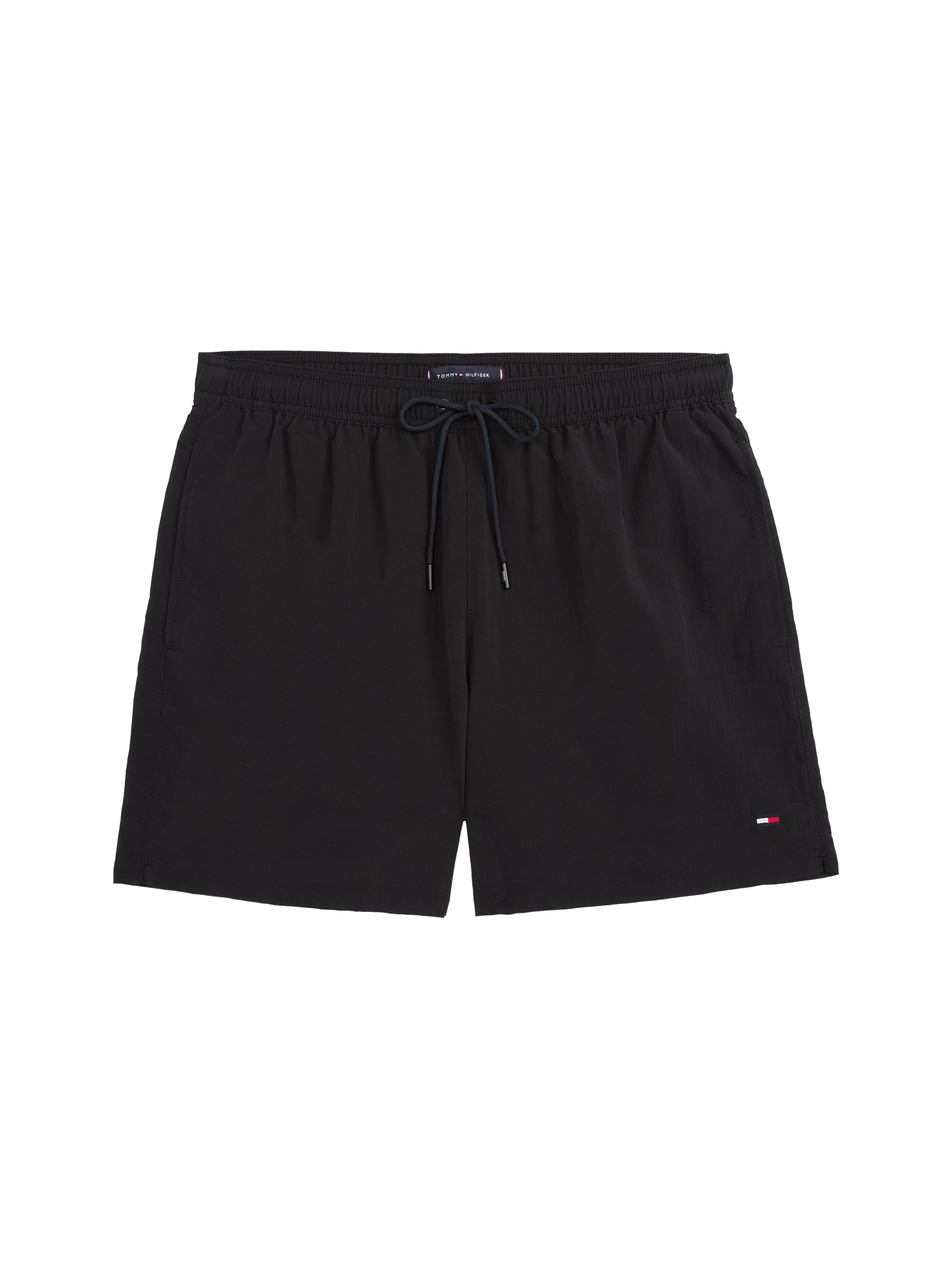 Badeshorts, Gr. L (52), N-Gr, schwarz, Microfaser, Obermaterial: 100% Nylon, TOMMY HILFIGER SWIMWEAR, Badehosen Badeshorts, mit Flag-Stickerei, mittellang, elastischer Bund 3