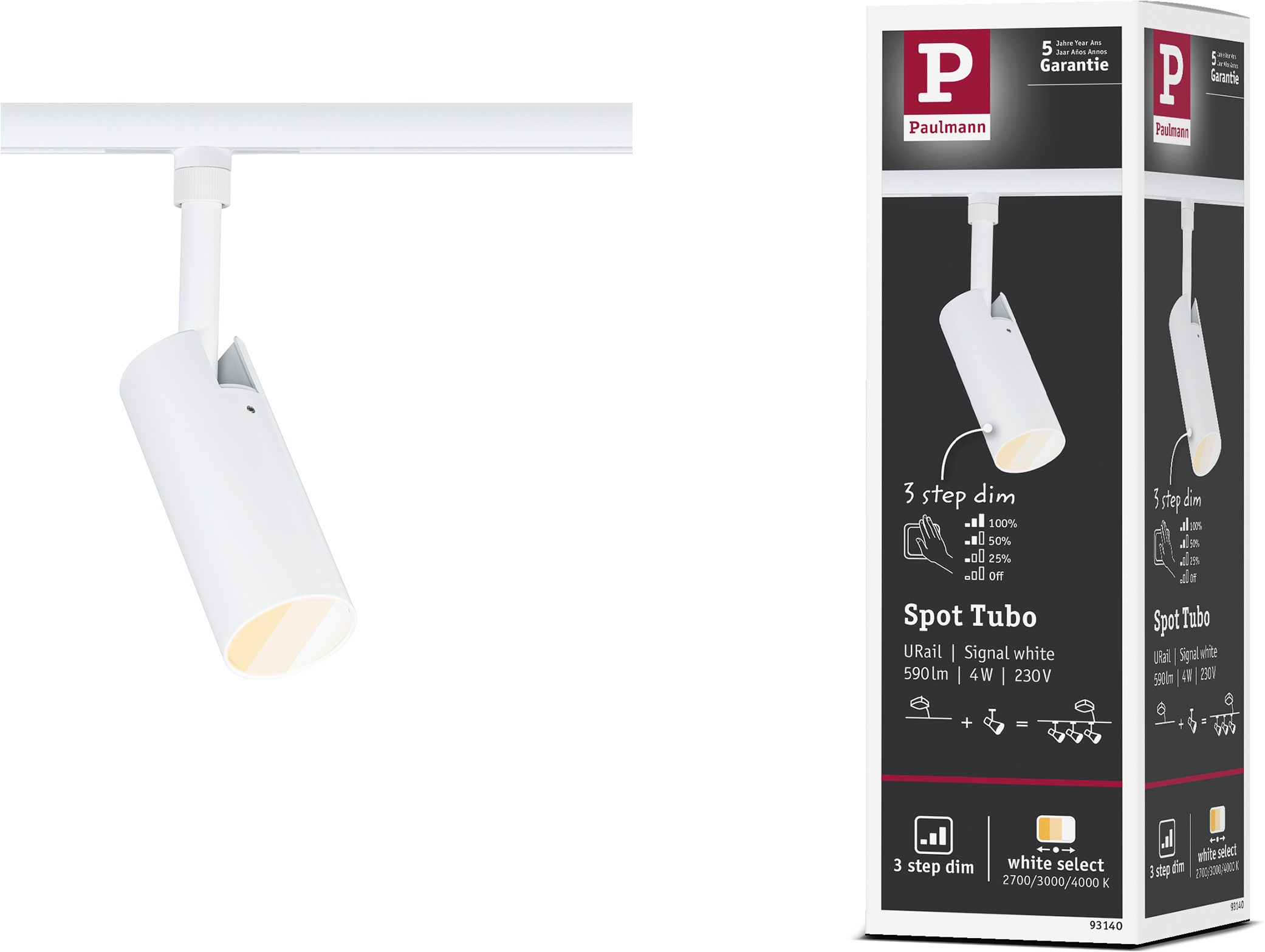 Paulmann Schienensystem-Leuchten »URail Spot Tubo 1x4W 2700-4000K 230V« LED-Modul 1 Stk. Farbwechsler 3-Step-Dim