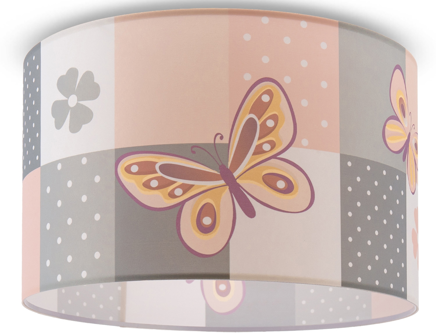 PACO HOME Deckenleuchte "Cosmo 220", 1, Ø 45,5cm H: 29,5cm, weiß, Kinderzimmer, Leuchten, Lampe Kinderzimmer Deckenlampe Rosa Schmetterling Blumen