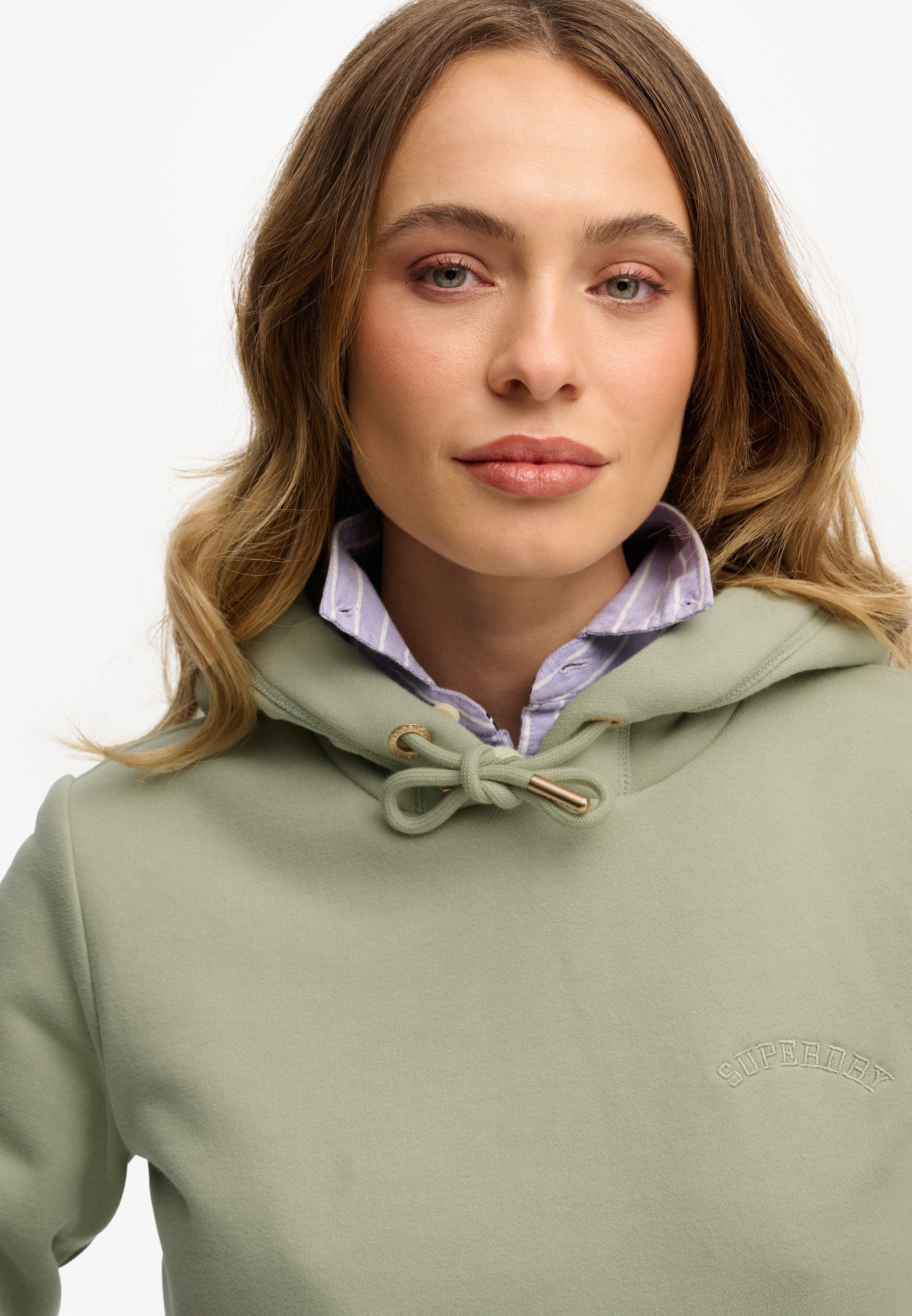 Superdry Essential Logo Embroidered Kapuzenpulli Dusty Sage M Frauen 3