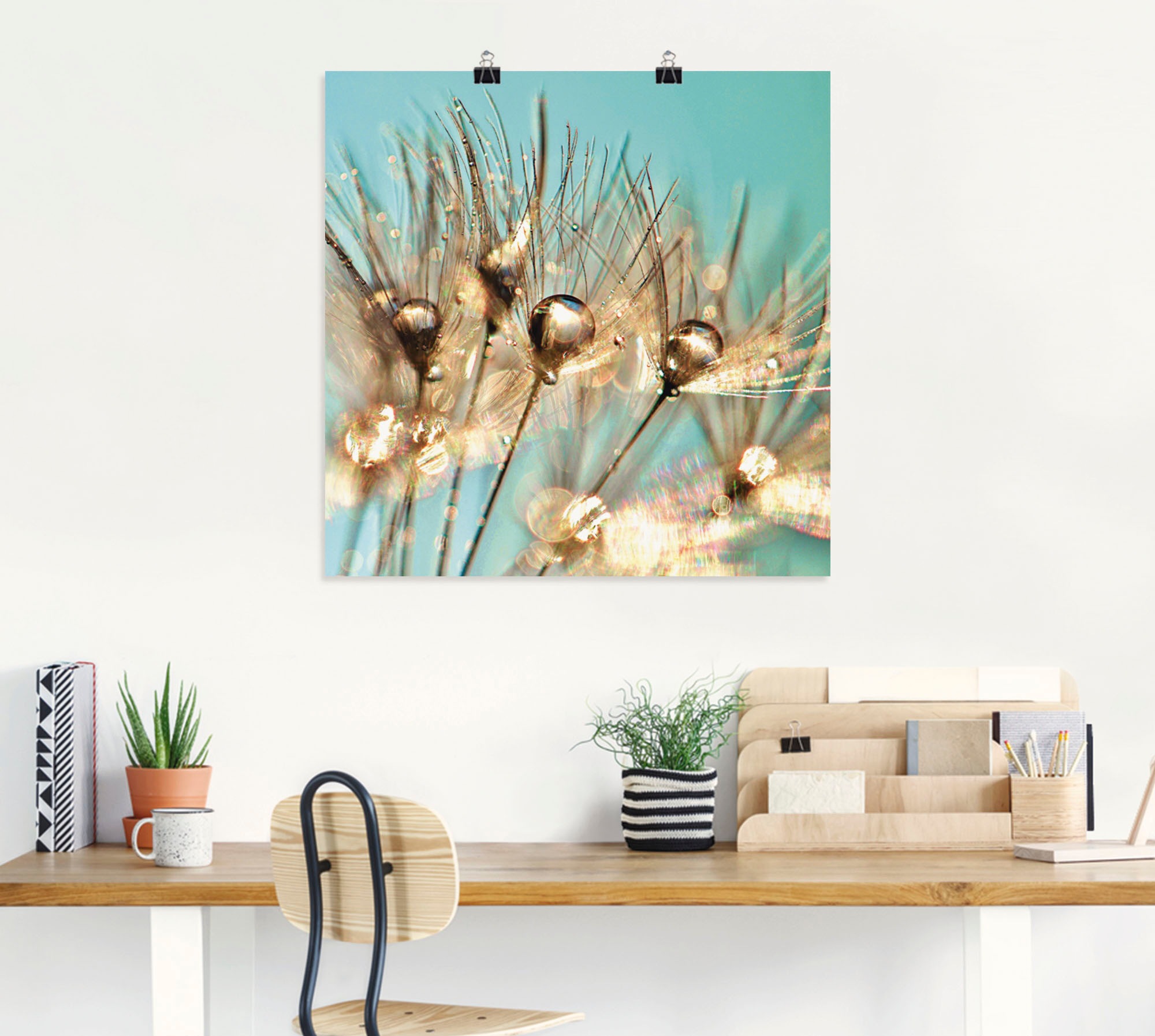Artland Leinwandbild »Pusteblume Goldener Tau«, Blumen, (1 St.), auf Keilrahmen gespannt