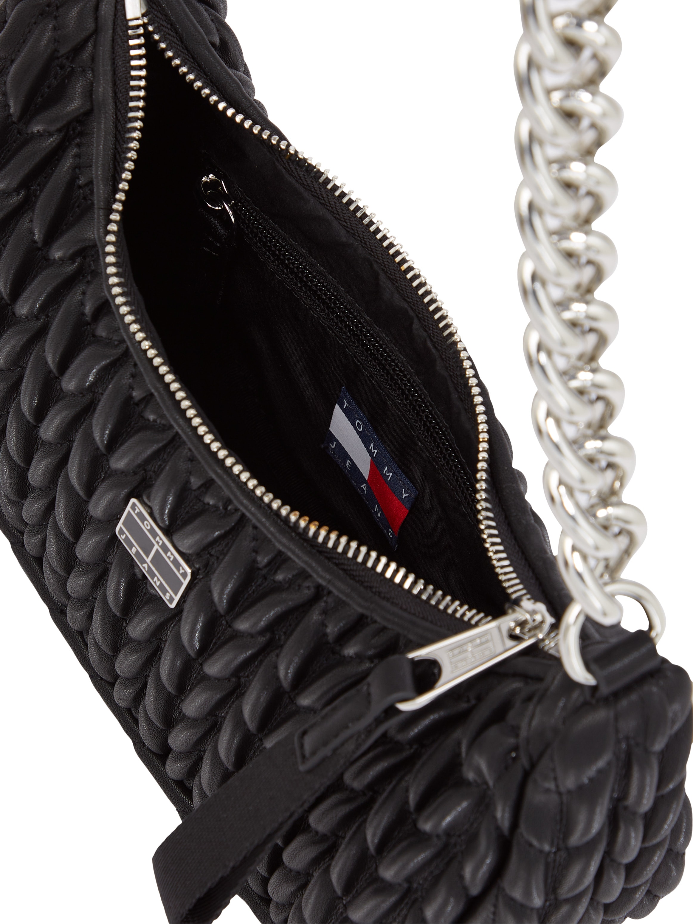 Tommy Jeans Umhängetasche »TJW ICONIC SHOULDER QUILTED«, Damen Schultertasche, Tragetasche mit Zierketten-Henkel