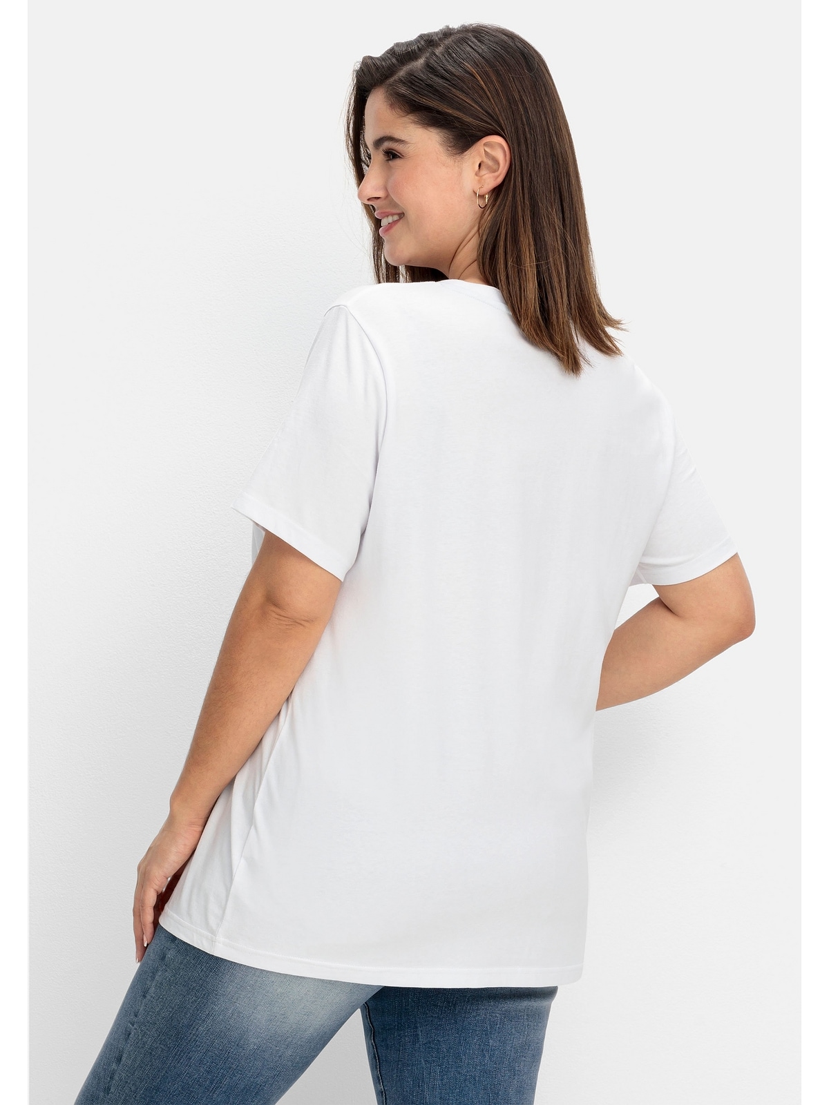 Sheego kaufen »Große für T-Shirt Statement-Frontdruck mit | BAUR Größen«,