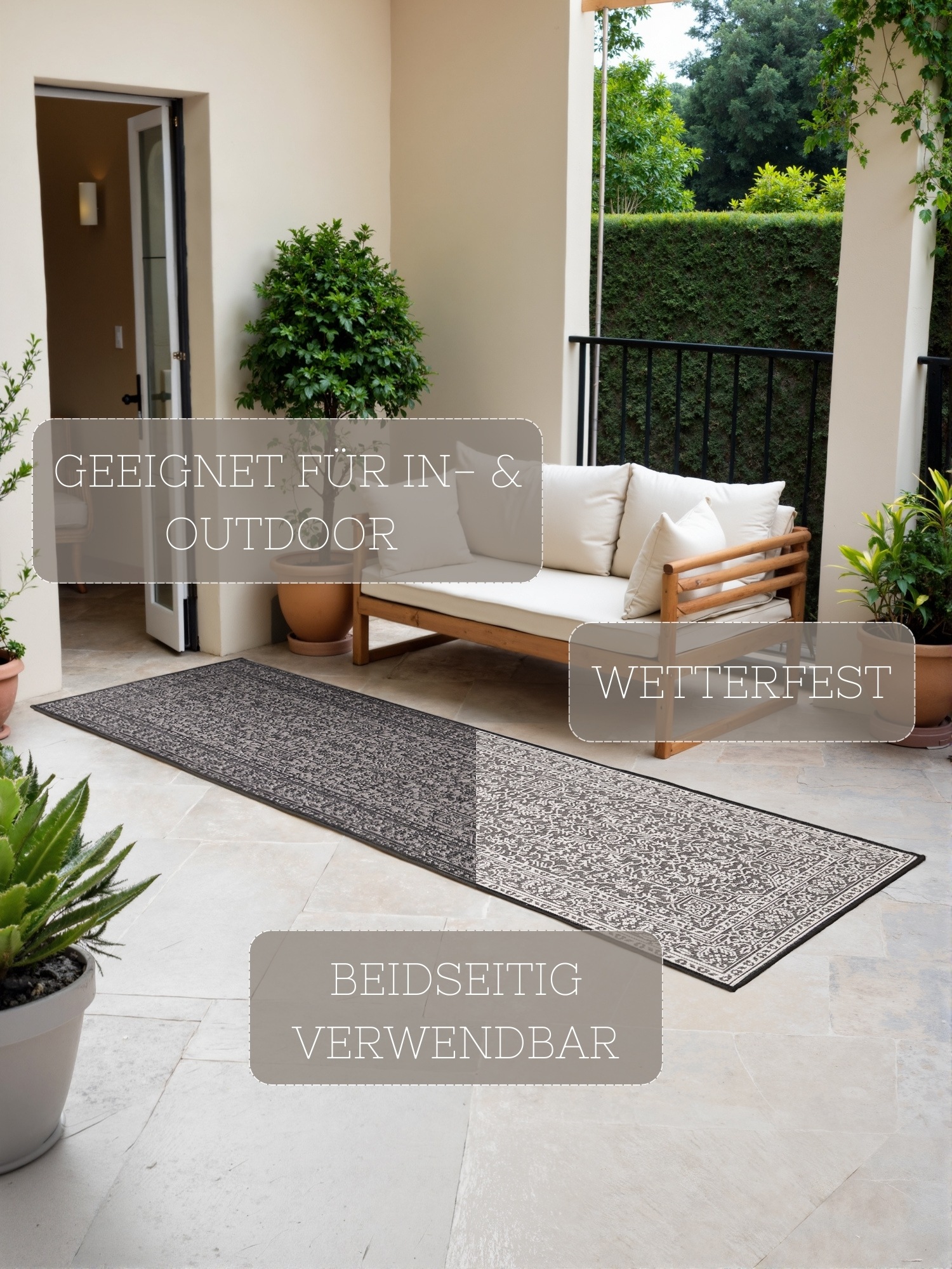 NORTHRUGS Outdoorteppich »Kona Wendeteppich«, rechteckig, 5 mm Höhe, In und Outdoor, Flachgewebe, wetterfest, pflegeleicht, robust