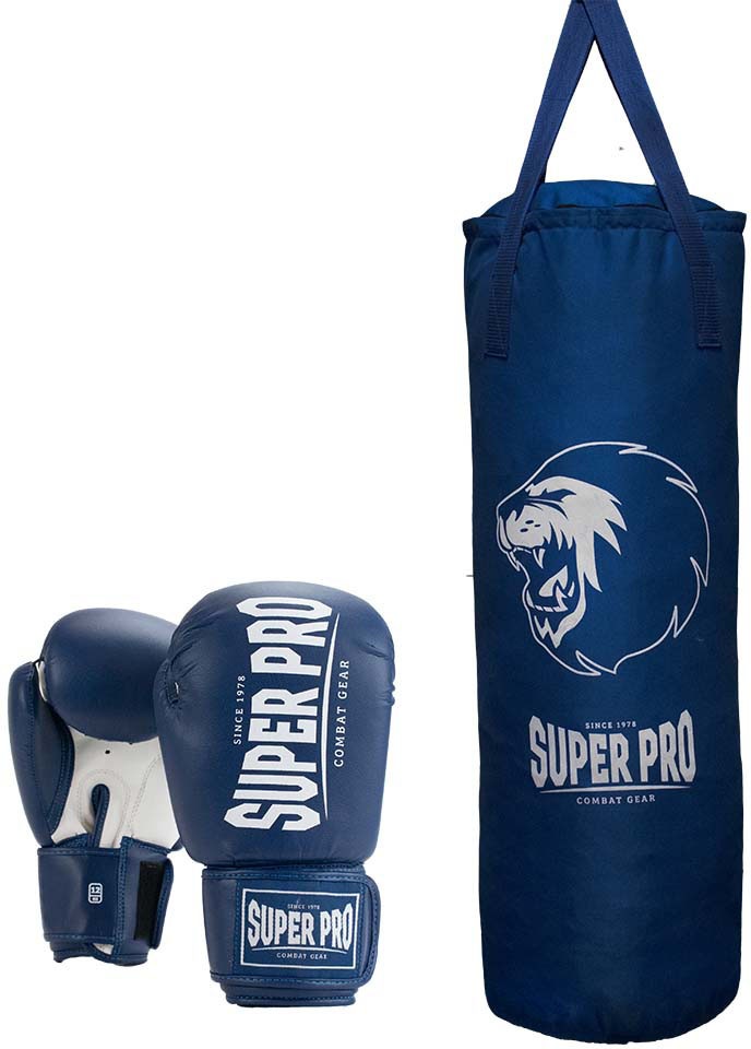 SUPER PRO Boxsack "Boxing Set Punch", B/H/L: 30cm x 90cm, blau, Boxsäcke