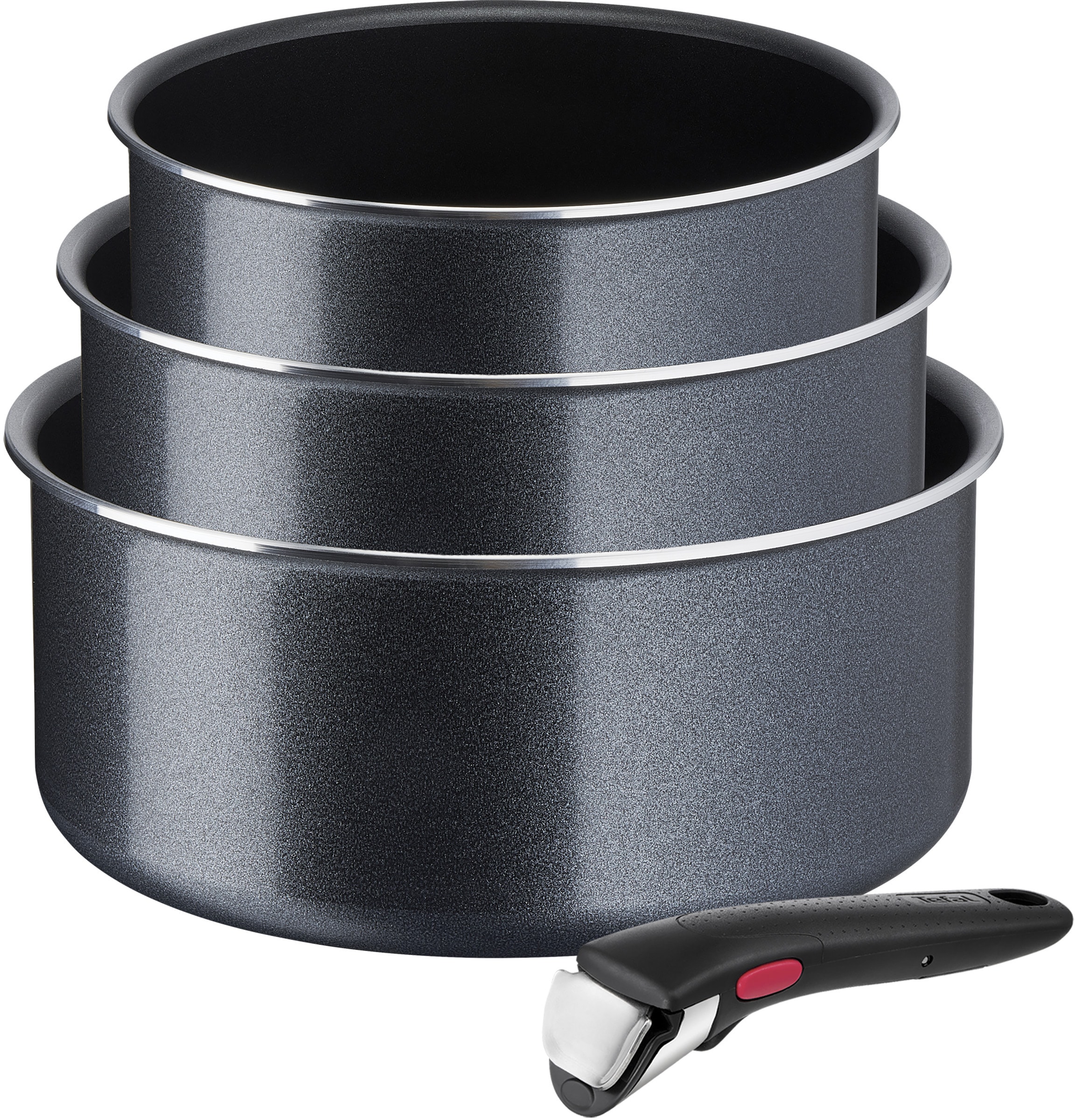 Tefal Topf-Set "L15890 Ingenio XL Force", Aluminium, (Set, 4 tlg., je 1 Stielkasserolle Ø 16/18/20 cm, 1 abnehmbarer Gri