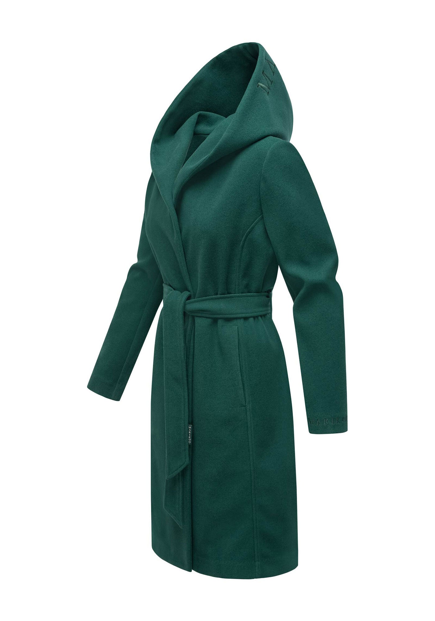 Marikoo Kurzmantel »Kailii«, Eleganter Wickel Mantel mit Taillengürtel und Oversized Hood Kapuze