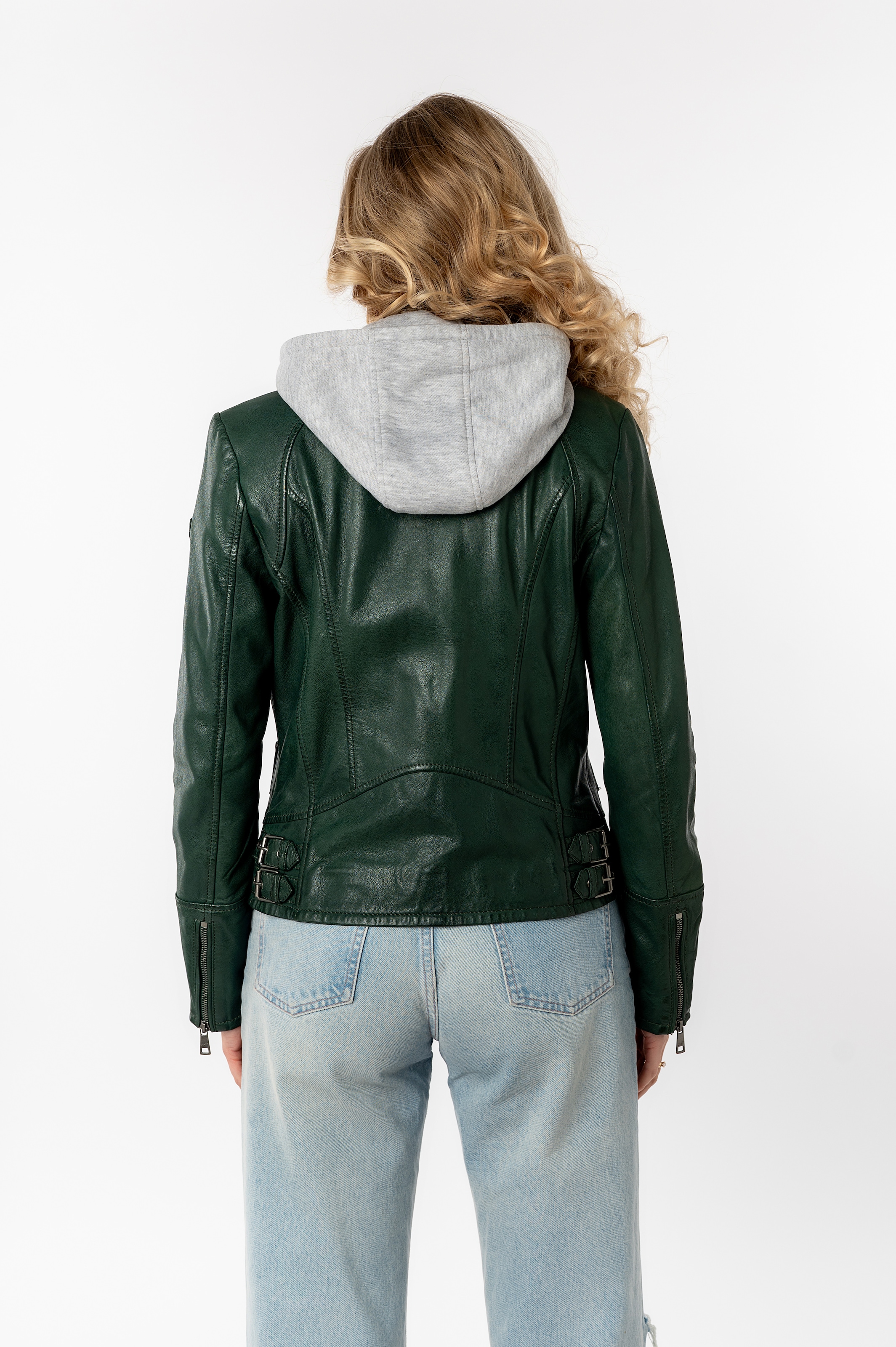 Mauritius Lederjacke »Nola LEGV«, mit Kapuze, mit abnehmbarer Jersey-Kapuze