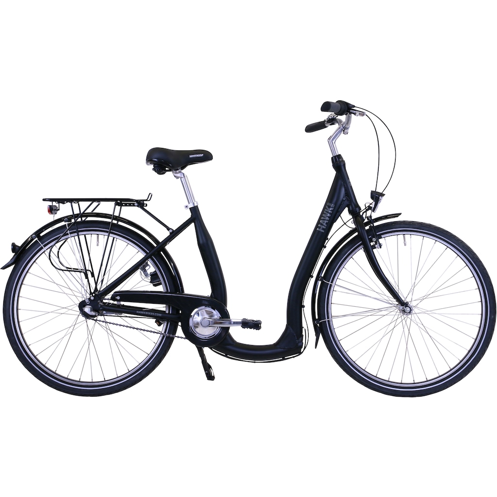 HAWK Bikes Cityrad »HAWK City Comfort Premium Black«, 3 Gang, Shimano, Nexus Schaltwerk