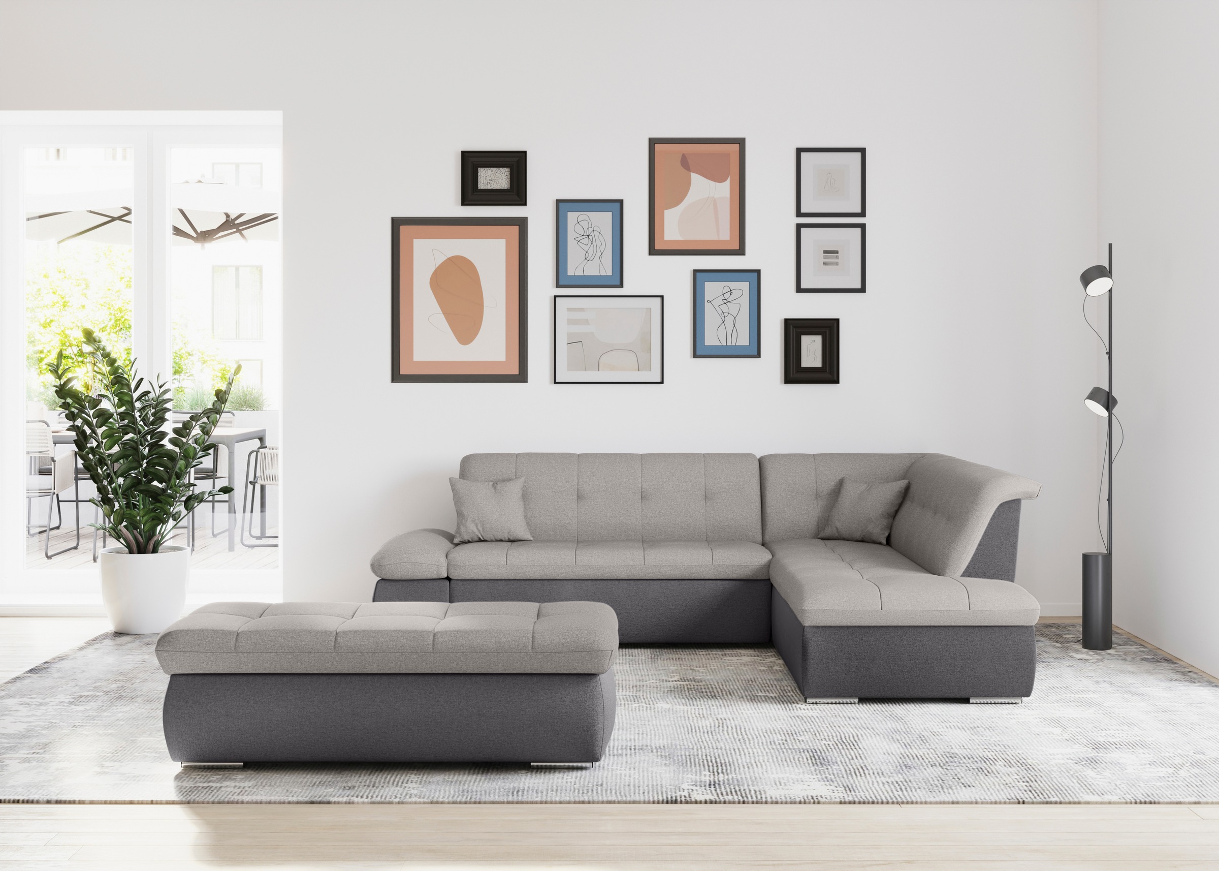 DOMO collection Ecksofa »Moric L-Form«, wahlweise mit Bettfunktion und Armlehnenverstellung, auch in Cord