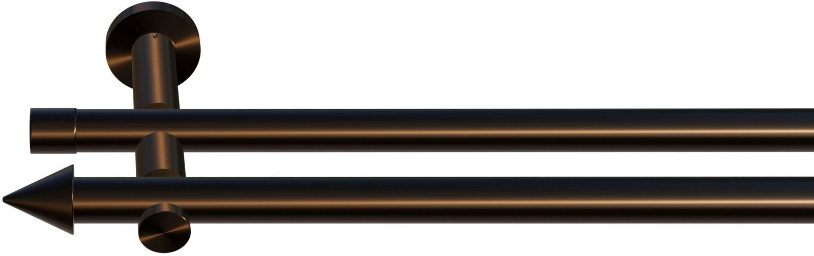 indeko Gardinenstange "Calais" Ø 20 mm 2 läufig-läufig Wunschmaßlänge Komplett-Set inkl. Montagematerial