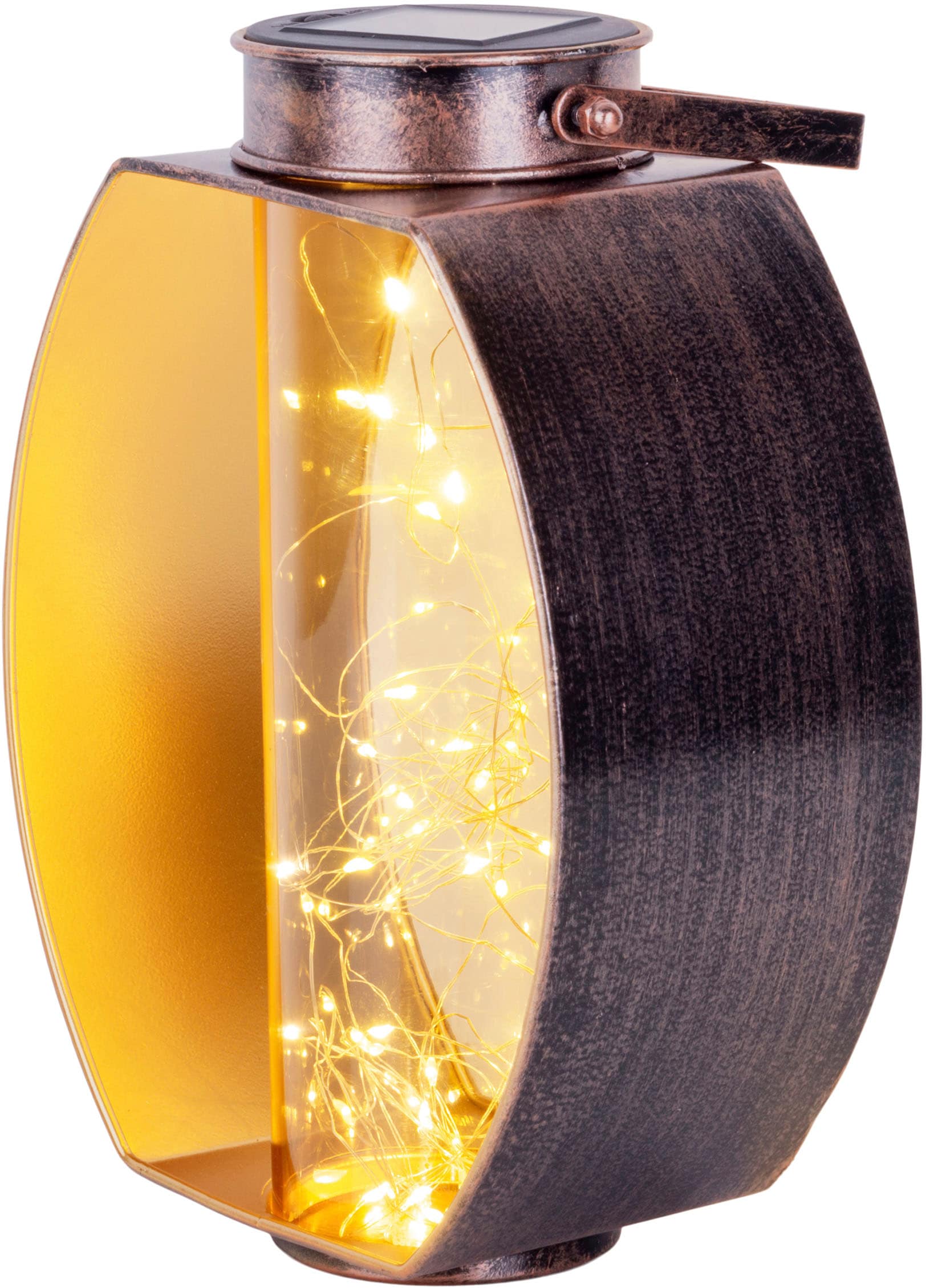 näve LED Solarleuchte »Fairylight«, 1 flammig, messing Innenseite gold, Kunststoffzylinder mit LED Lichterdraht