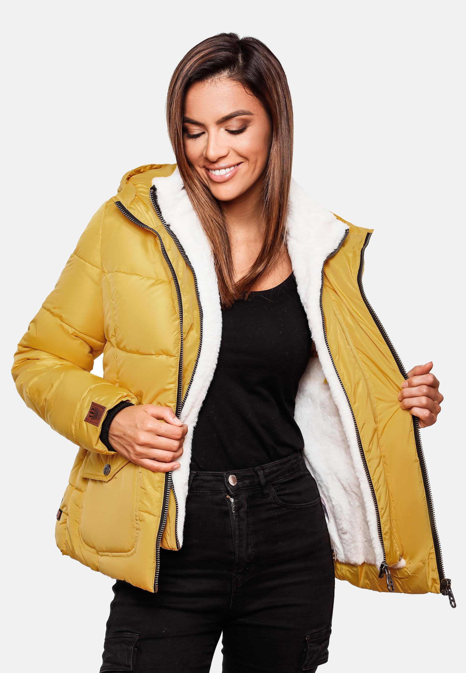 Navahoo Winterjacke »Megan«, mit Kapuze, stylische Damen Steppjacke mit Teddyfutter