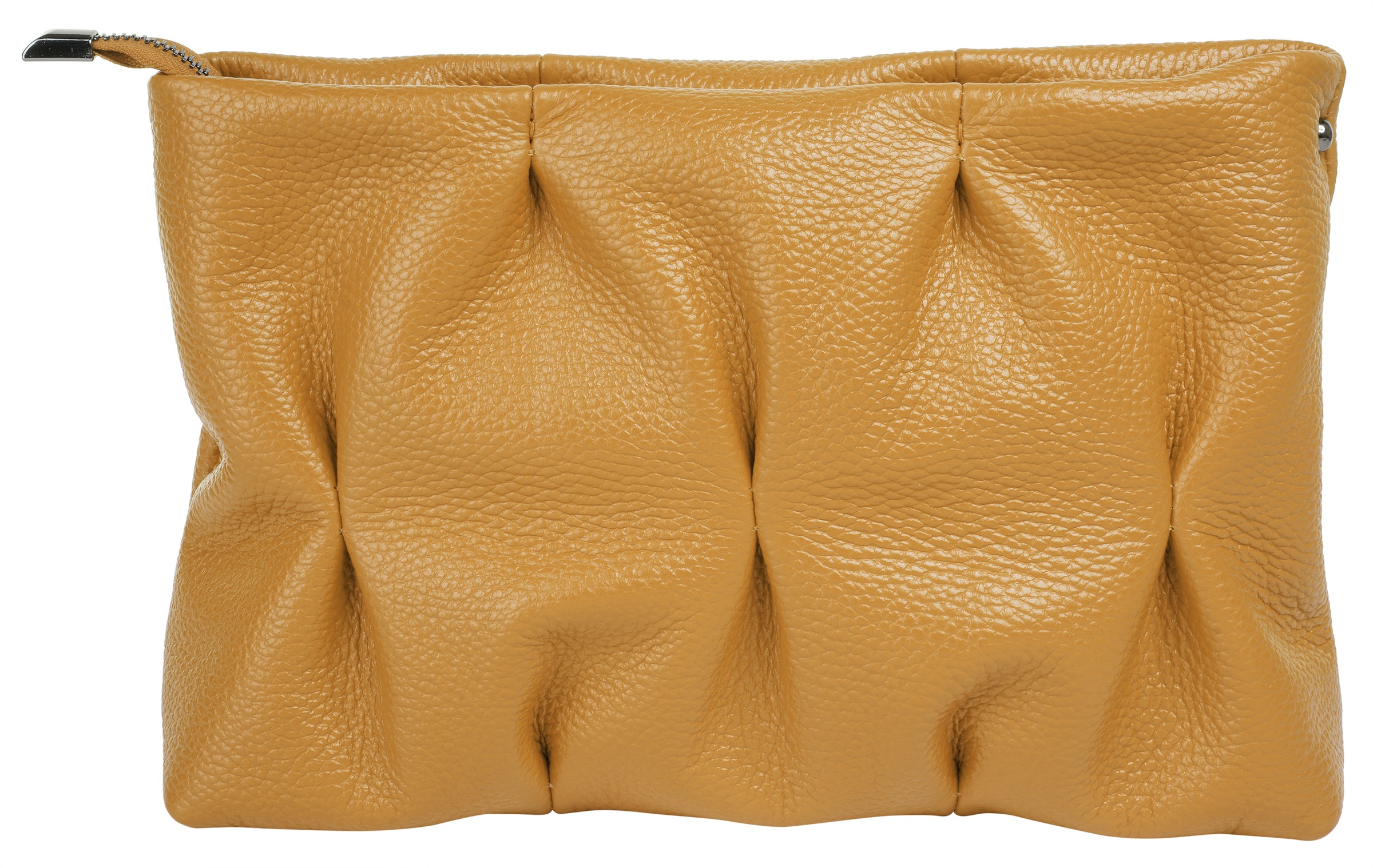 Umhängetasche CLUTY, Damen, Gr. B/H/T: 24cm x 20cm x 5cm onesize, gelb, Leder, leicht glänzend, unifarben, Taschen Umhängetasche, echt Leder, Made in Italy 3