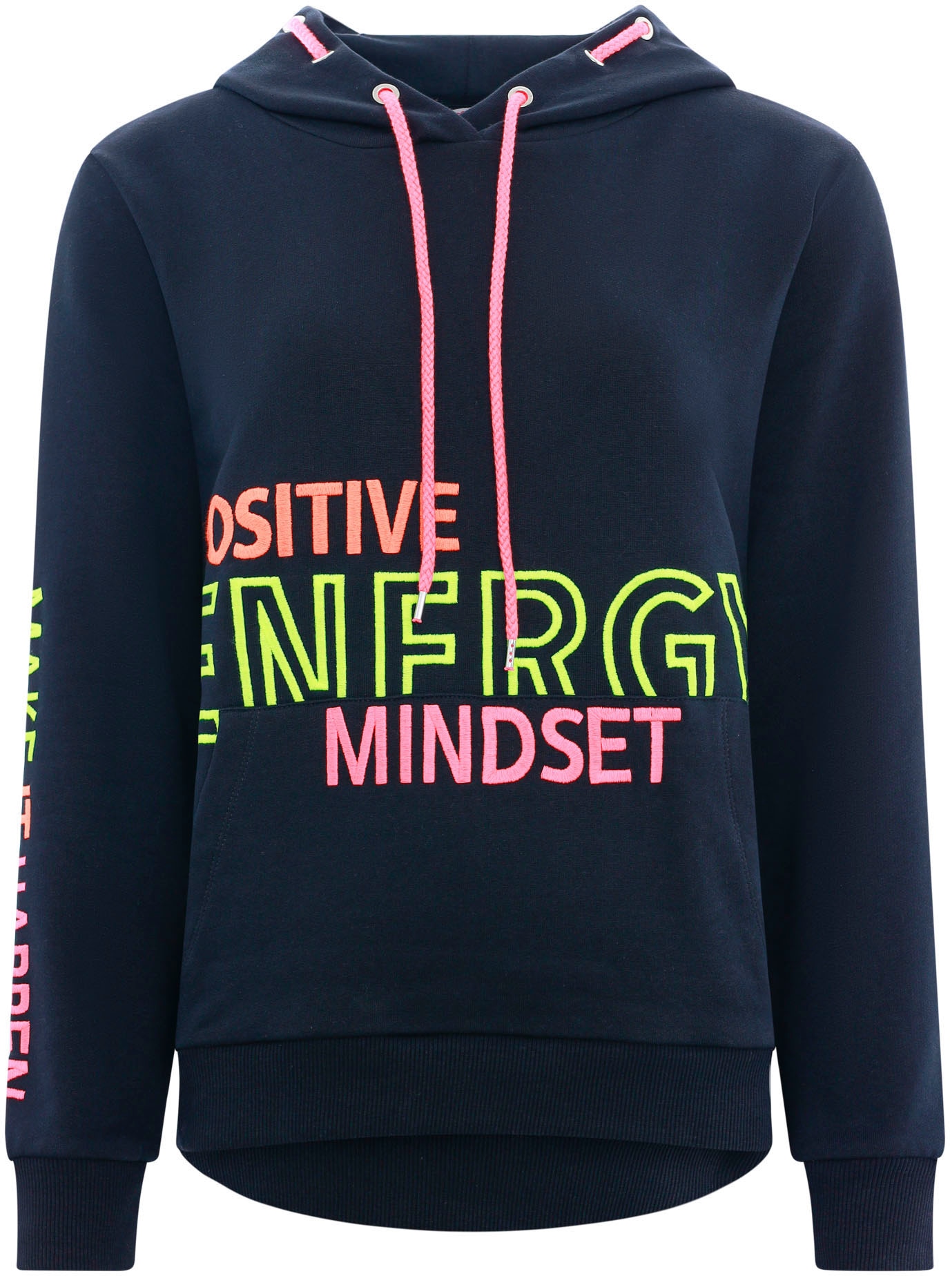 Sweatshirt, mit "Positive Energy Mindset"-Aufstick in Neonfarben