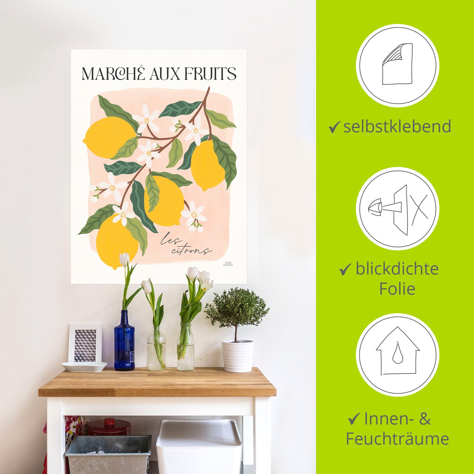 Wandbild ARTLAND "Marche aux Fruits II", farbe bild(er): gelb, B:45cm H:60cm, Bilder, als Alubild, Leinwandbild, Poster, Wandaufkleber in verschied. Größen 2