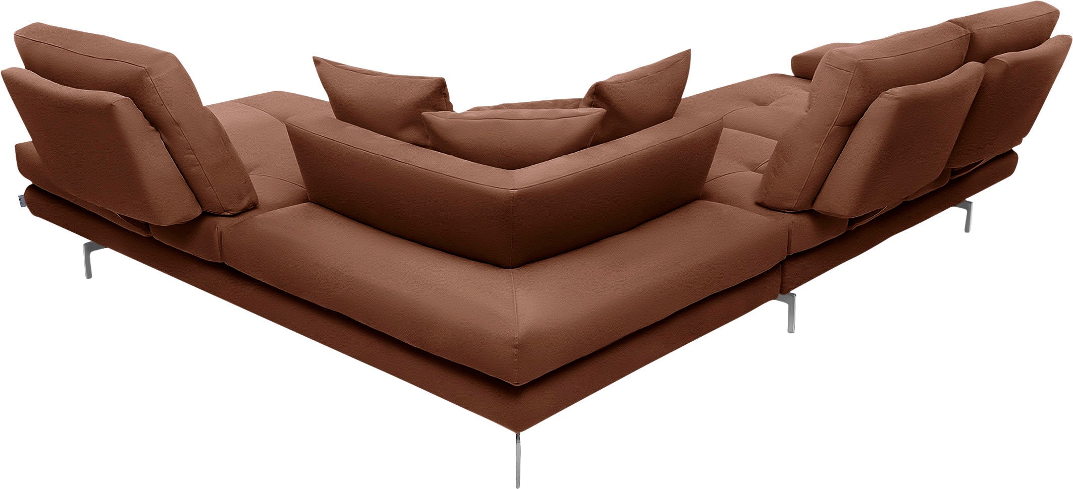 CALIA ITALIA Ecksofa »Toby Wing, L-Form, Designsofa mit sensationellem Sitzkomfort«, Sitztiefenverstell.,wahlw. mit Kissen-Set, Füße chrom glänzend