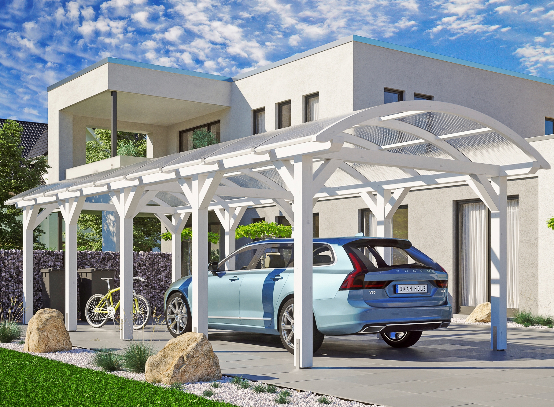 Skanholz Einzelcarport "Franken" Leimholz 300 cm weiß