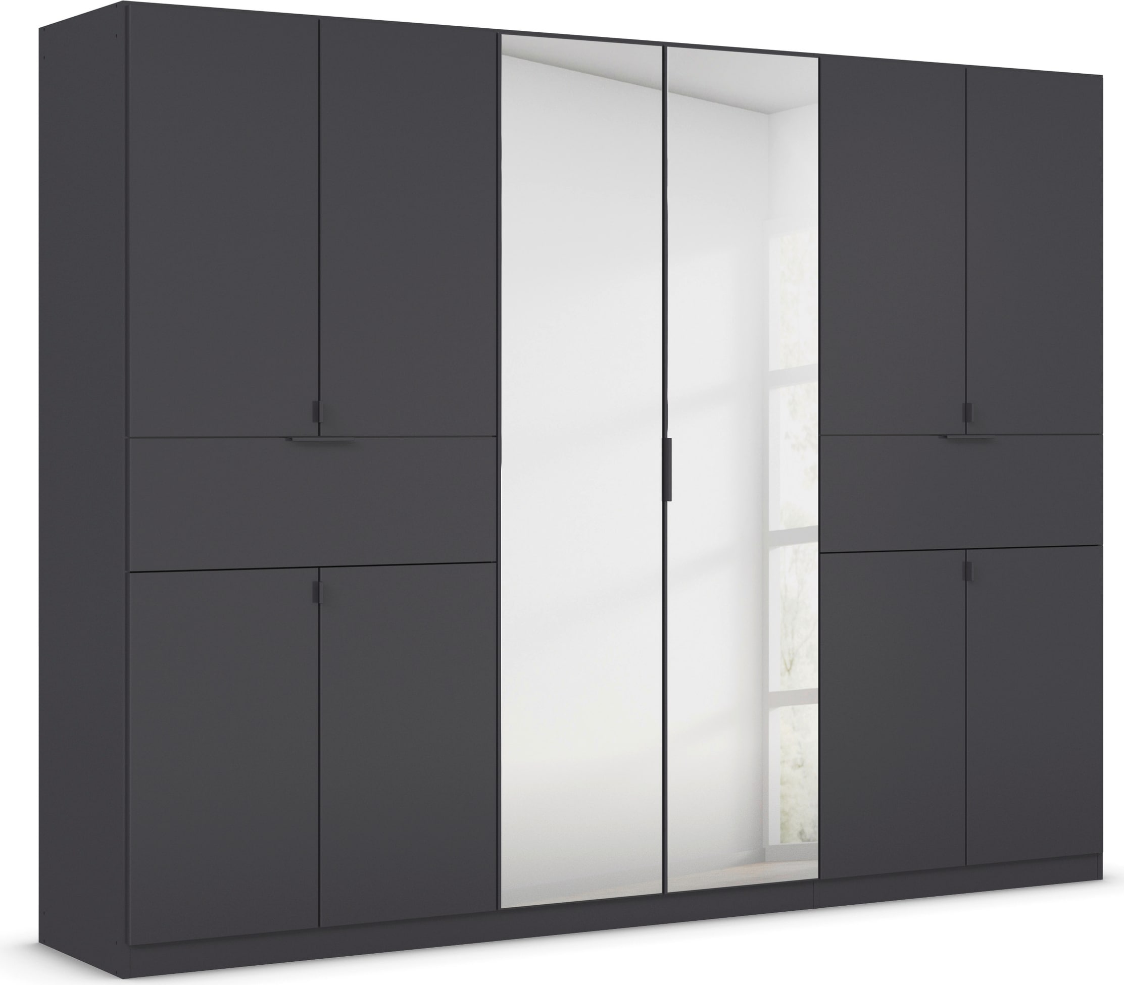 rauch Drehtürenschrank "Kleiderschrank Schrank Garderobe Wäscheschrank TICAO" Schubladen in der Höhe variabel positionierbar, mit 2 geräumigen Schubladen, viel Stauraum MADE IN GERMANY