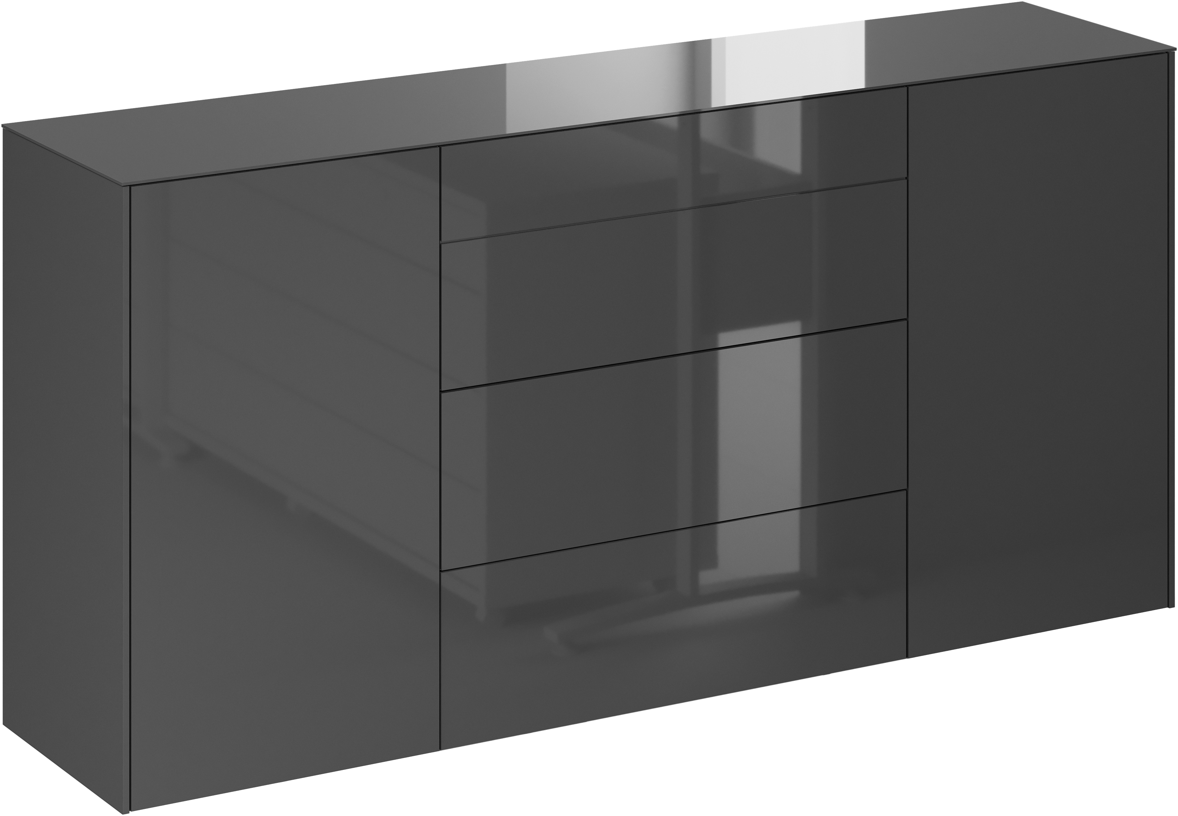 Mäusbacher Kommode Kommode BHT 179/89/42 cm, Push to open, Front+Oberplatte=Glas
